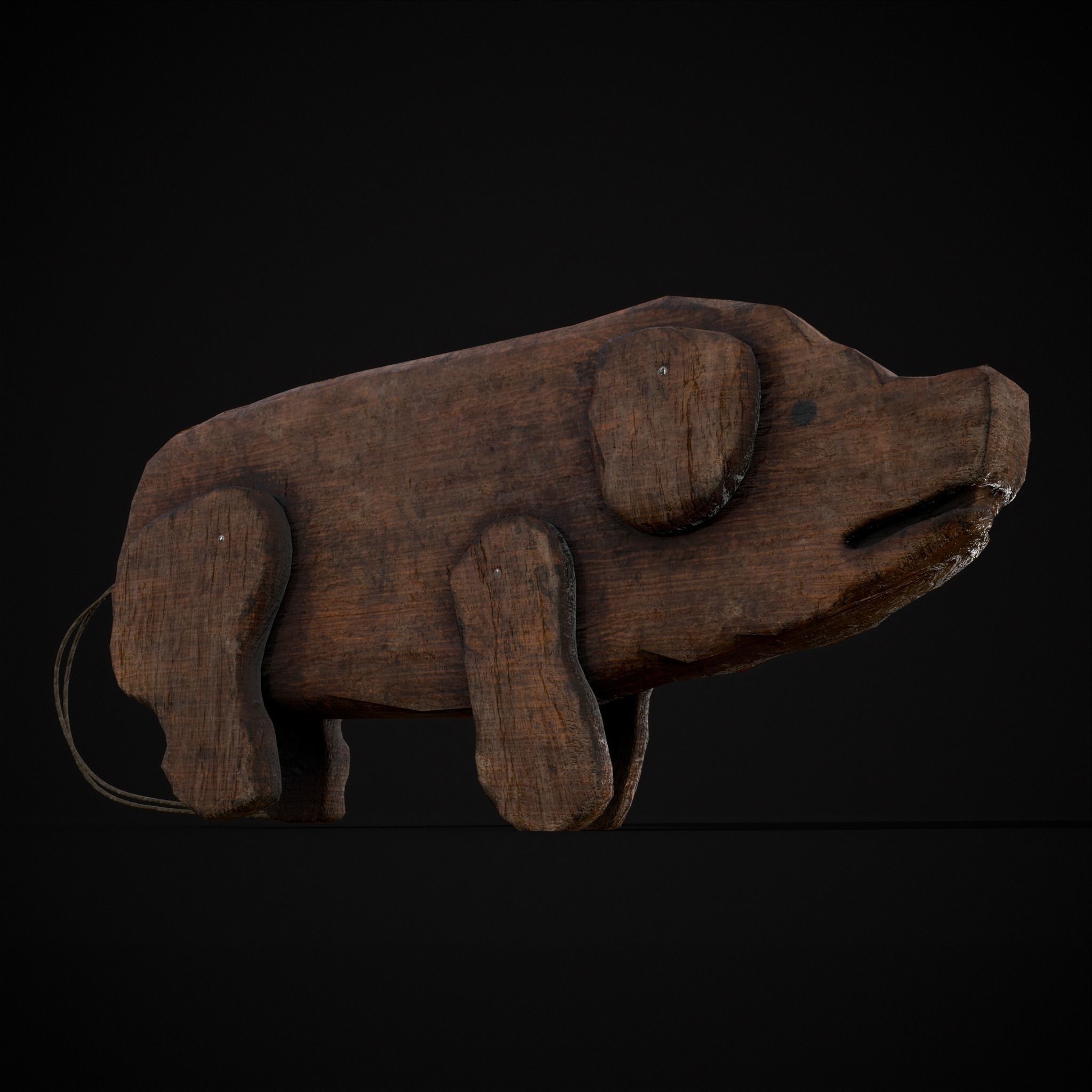 Medieval Carved Pig Toy Low-poly 3D model_39