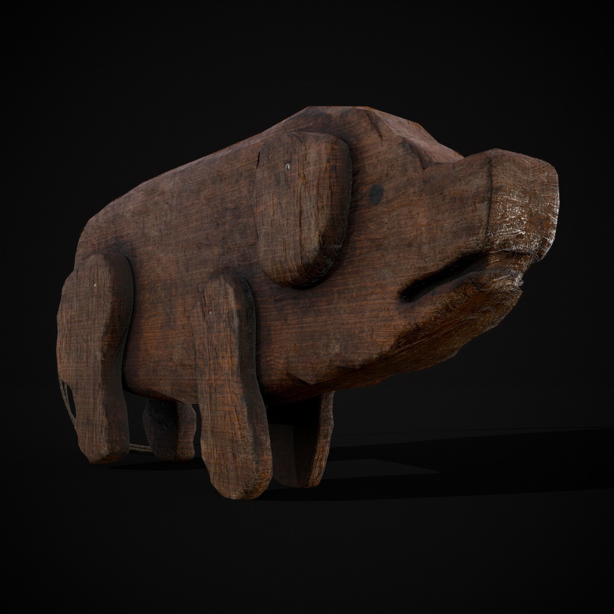 Medieval Carved Pig Toy Low-poly 3D model_9