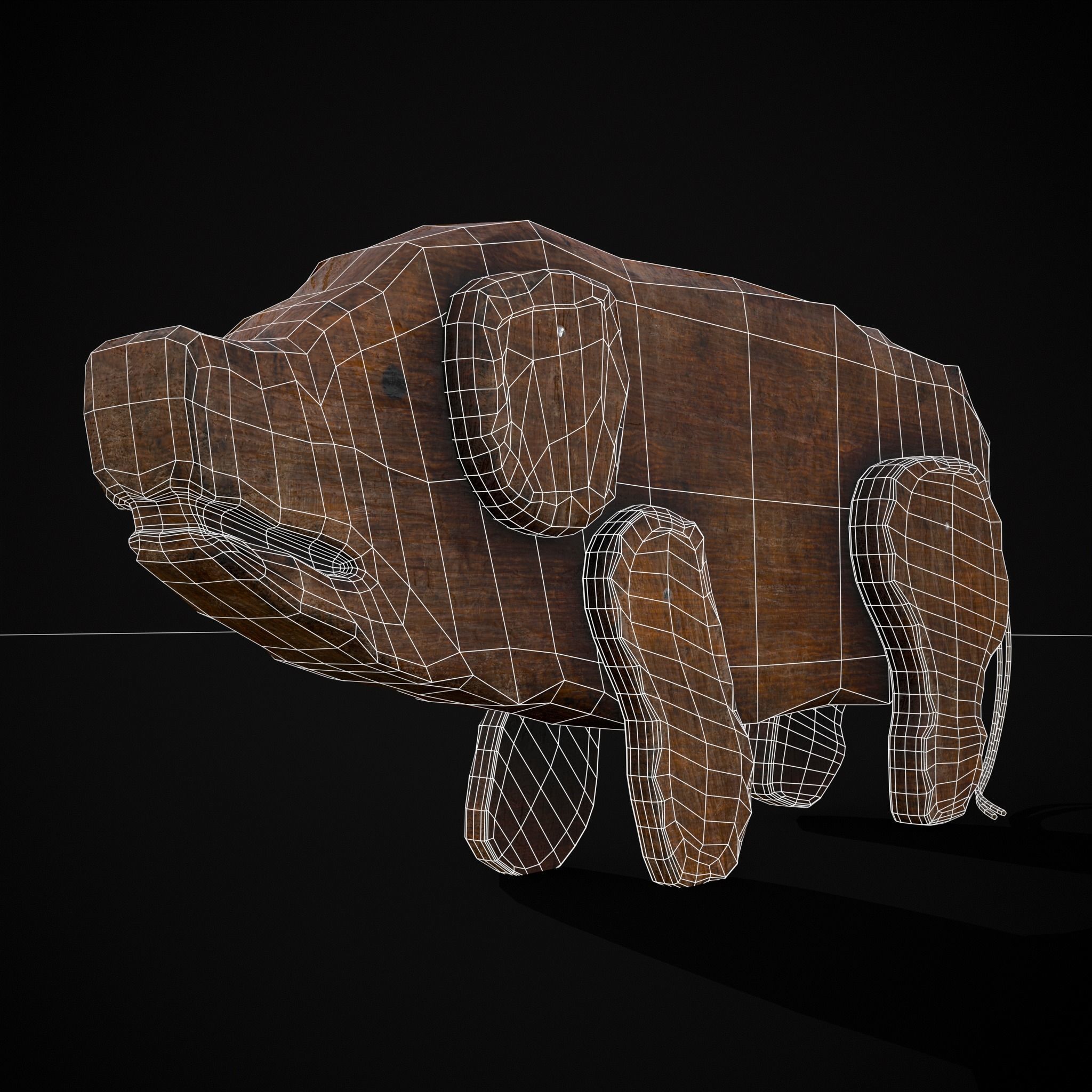 Medieval Carved Pig Toy Low-poly 3D model_34