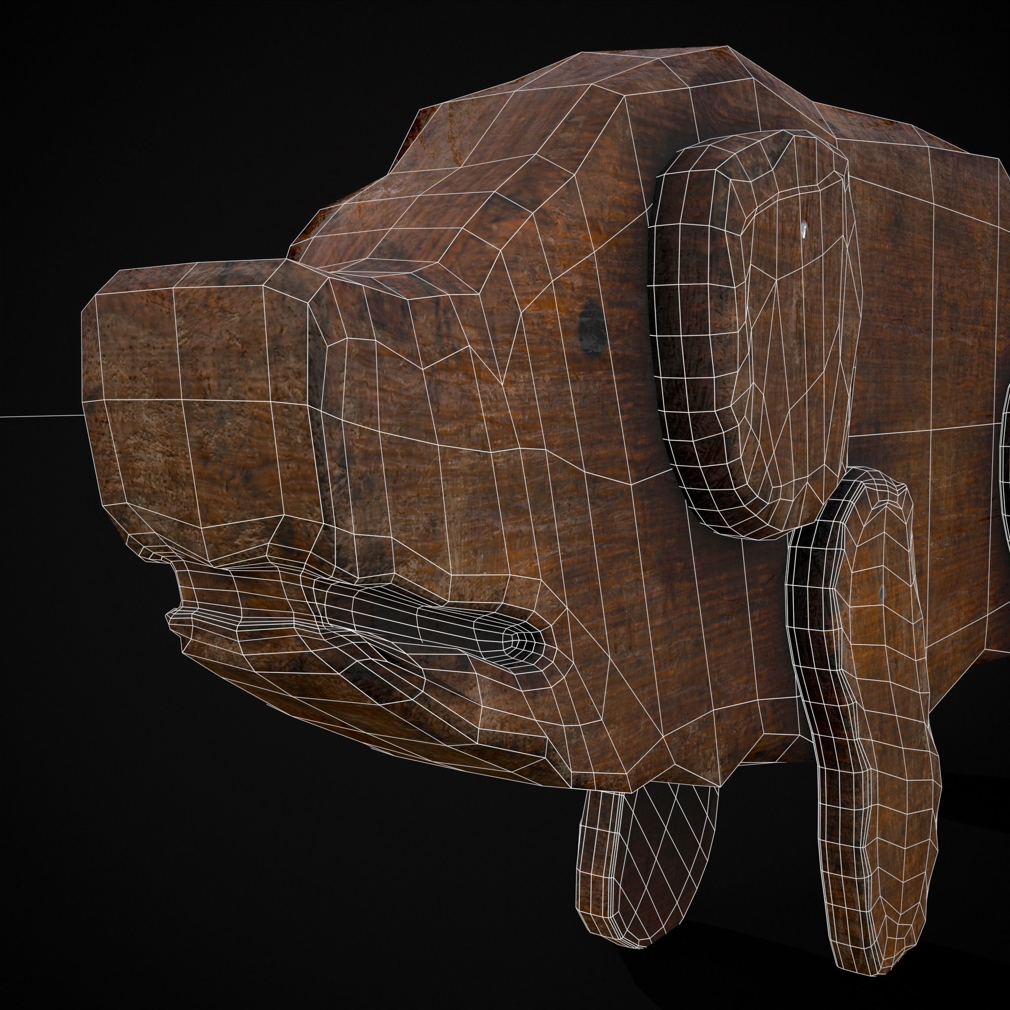 Medieval Carved Pig Toy Low-poly 3D model_30