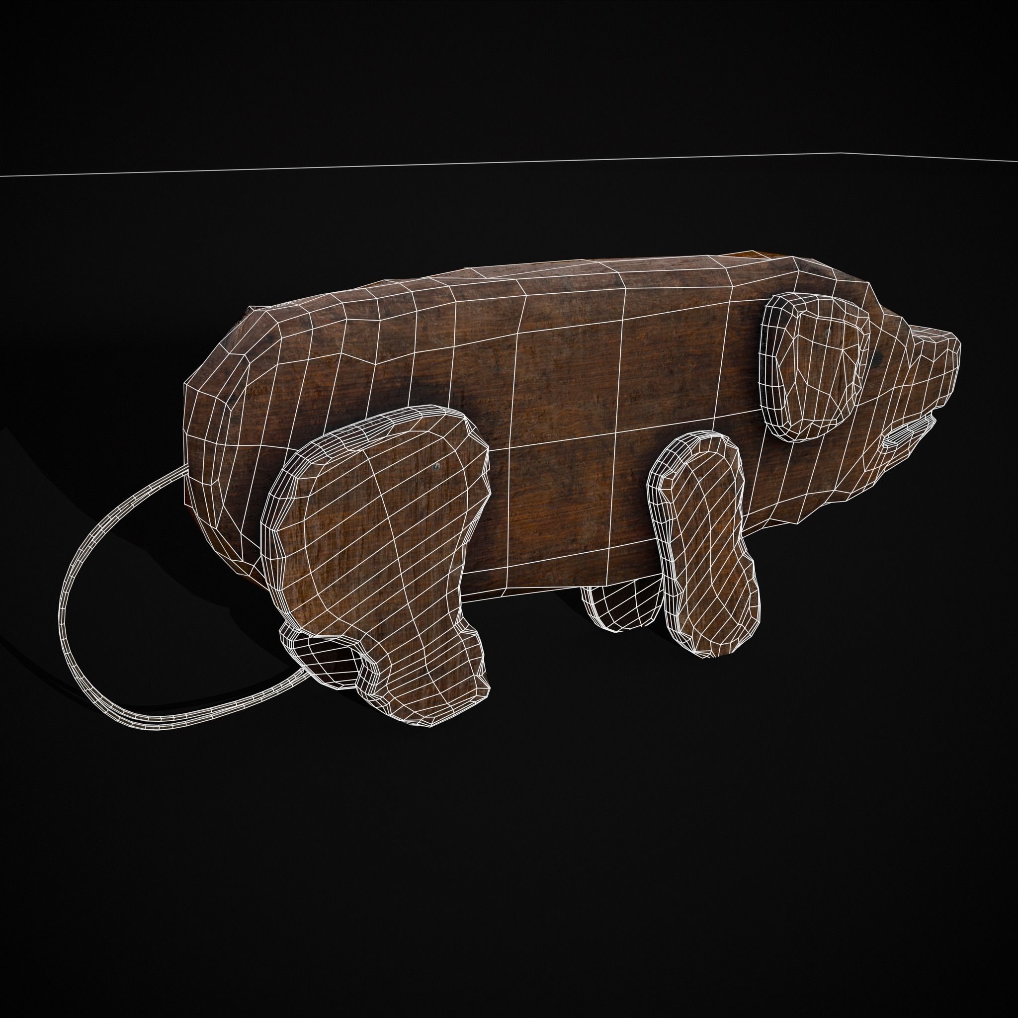 Medieval Carved Pig Toy Low-poly 3D model_38