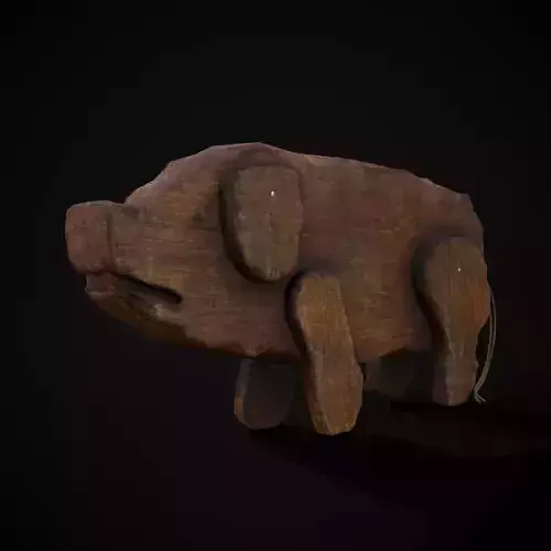 Medieval Carved Pig Toy Low-poly 3D model