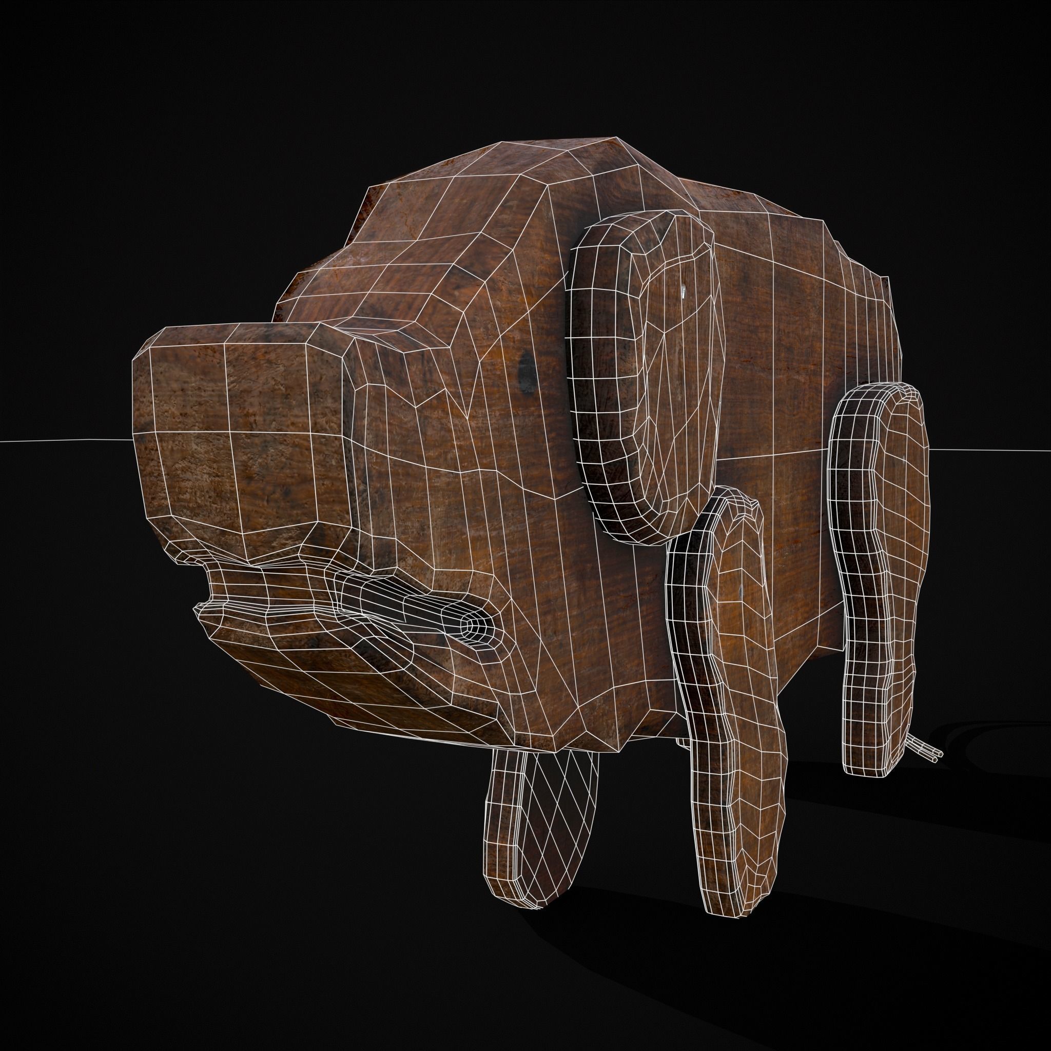 Medieval Carved Pig Toy Low-poly 3D model_14