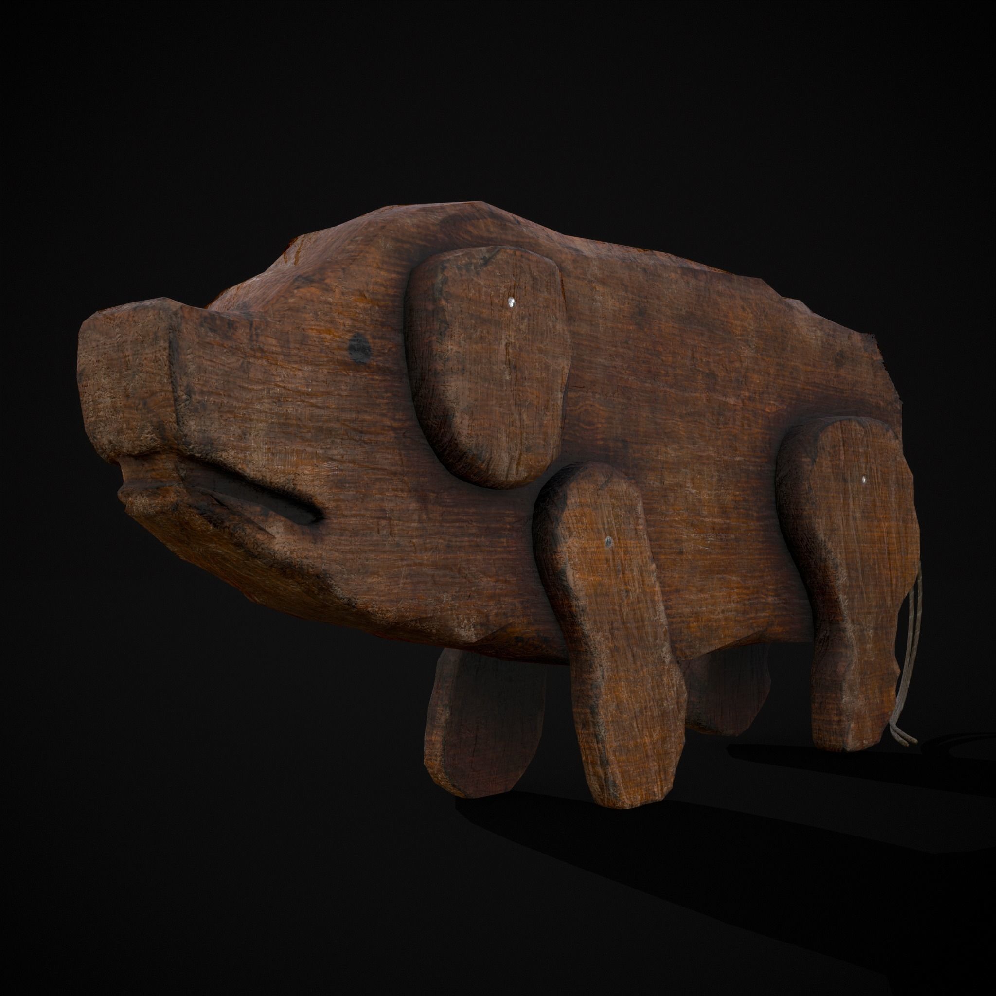 Medieval Carved Pig Toy Low-poly 3D model_33