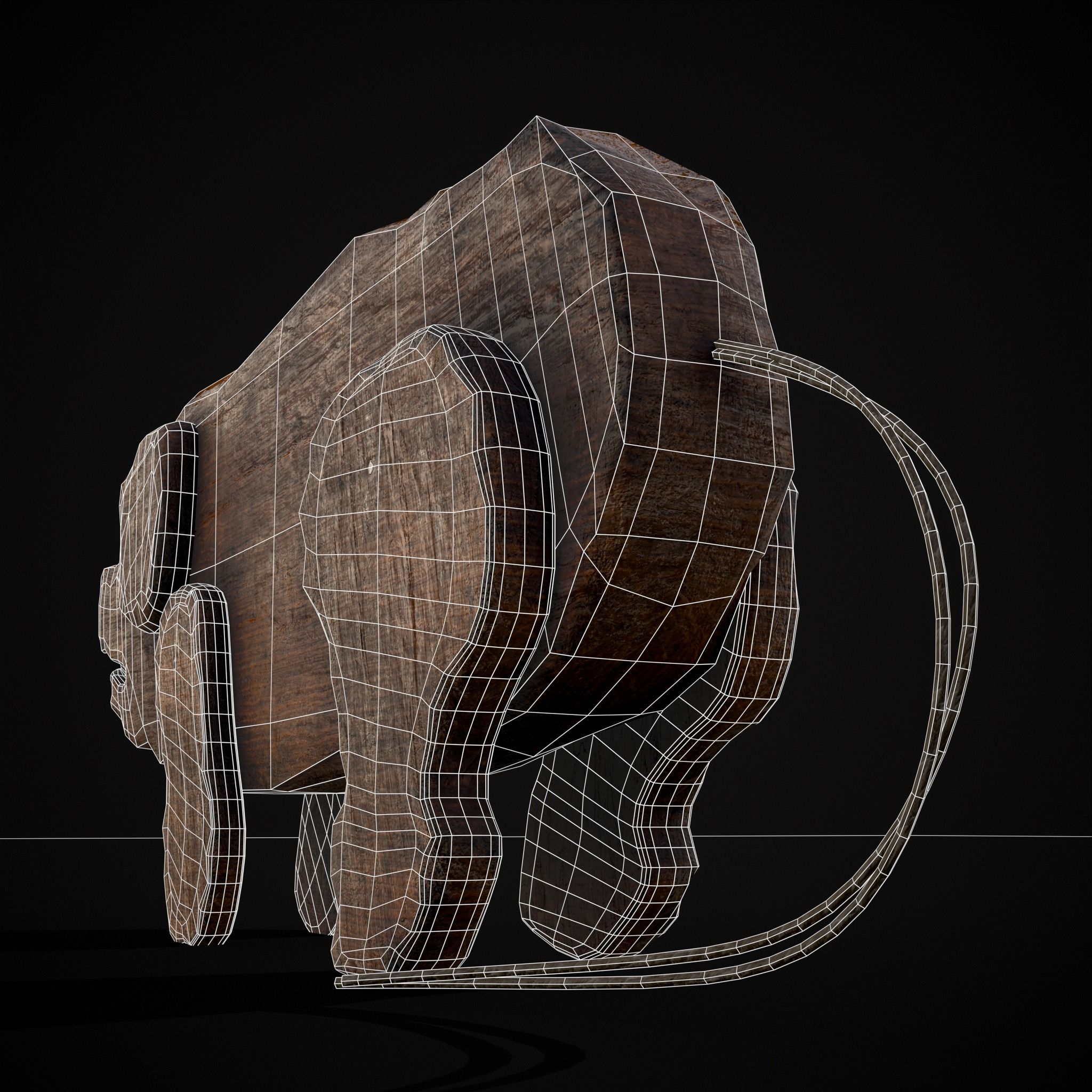 Medieval Carved Pig Toy Low-poly 3D model_18