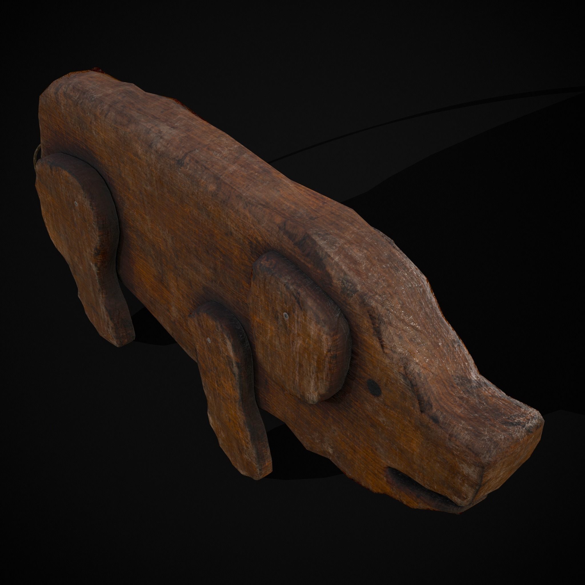 Medieval Carved Pig Toy Low-poly 3D model_31