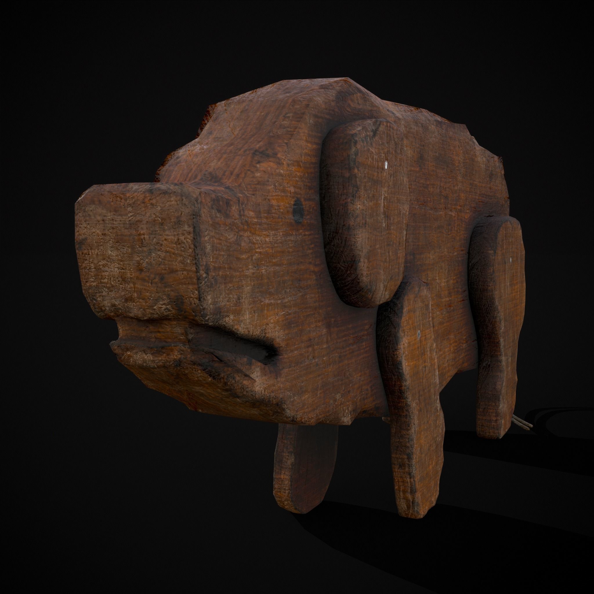 Medieval Carved Pig Toy Low-poly 3D model_13