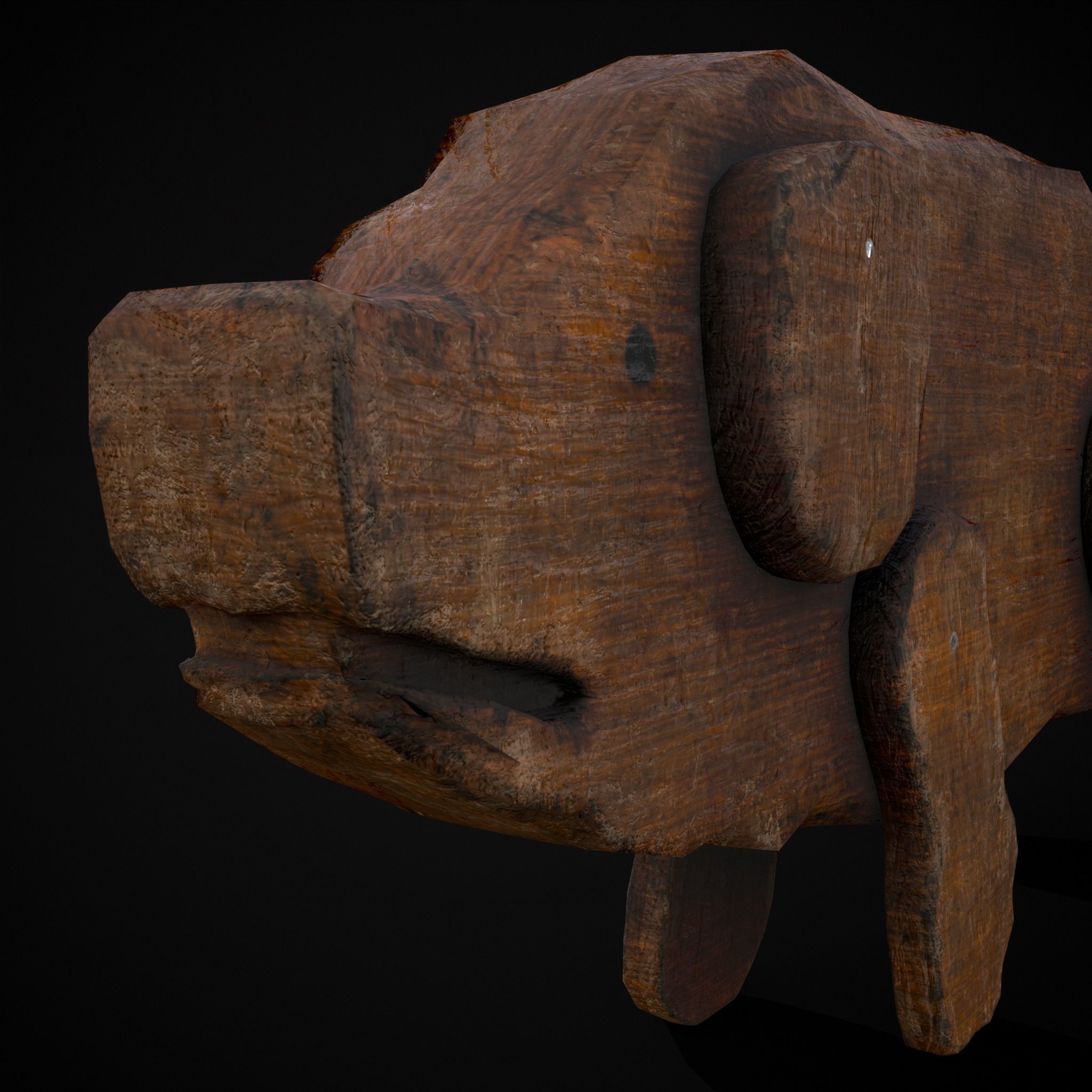 Medieval Carved Pig Toy Low-poly 3D model_29