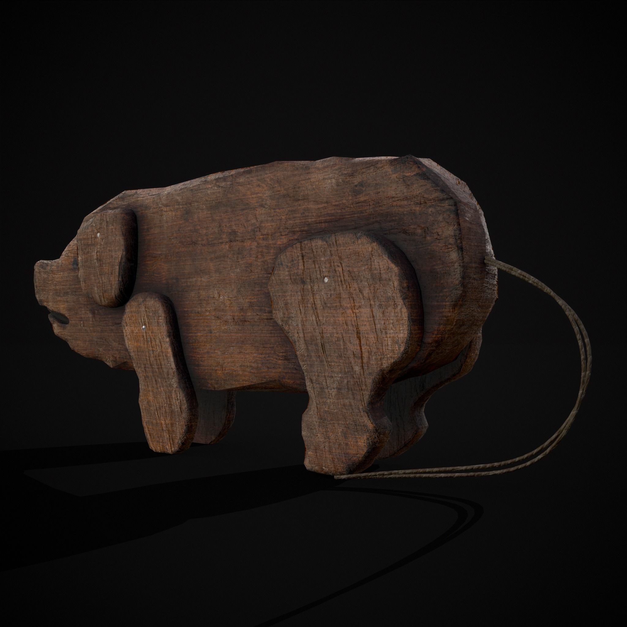 Medieval Carved Pig Toy Low-poly 3D model_35