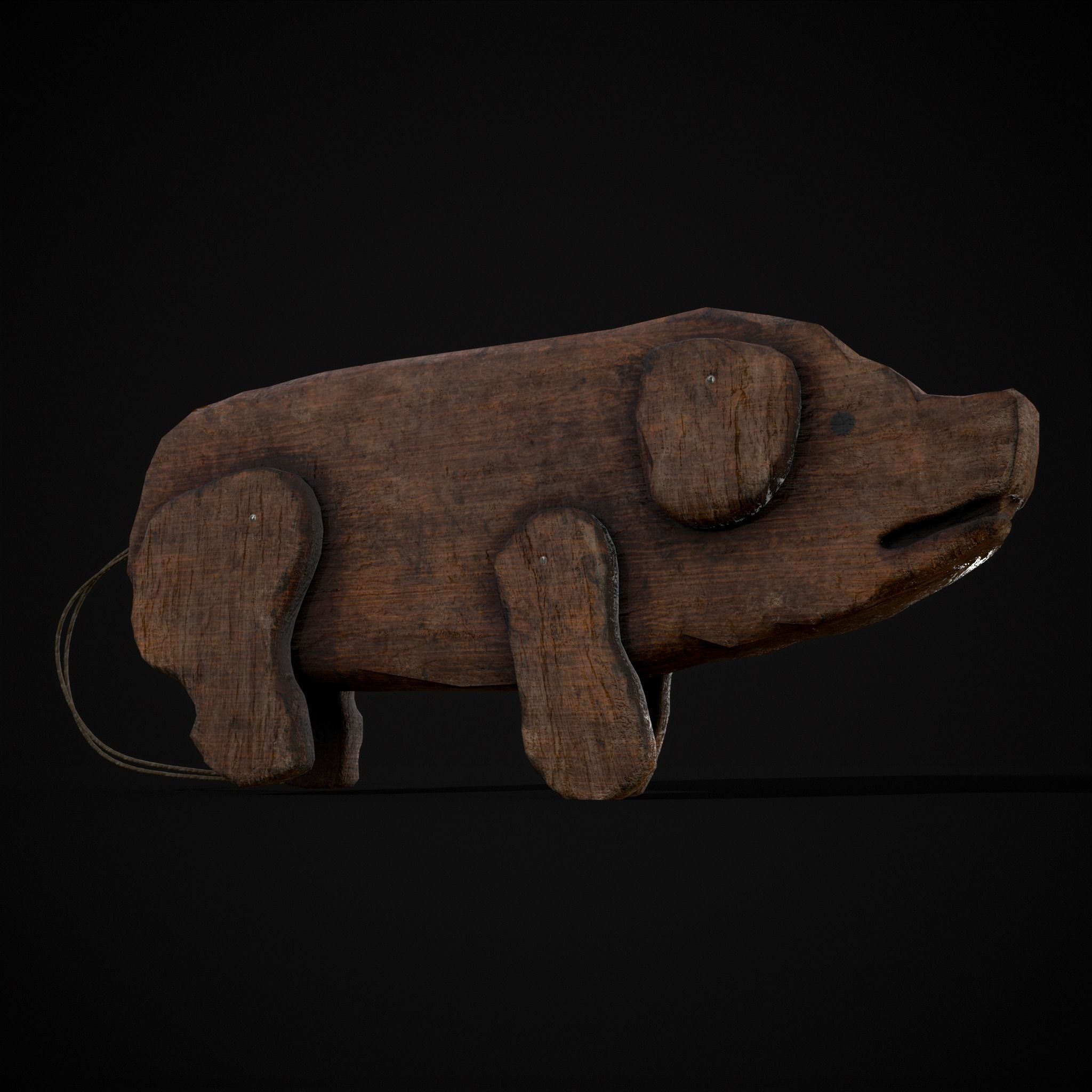 Medieval Carved Pig Toy Low-poly 3D model_19