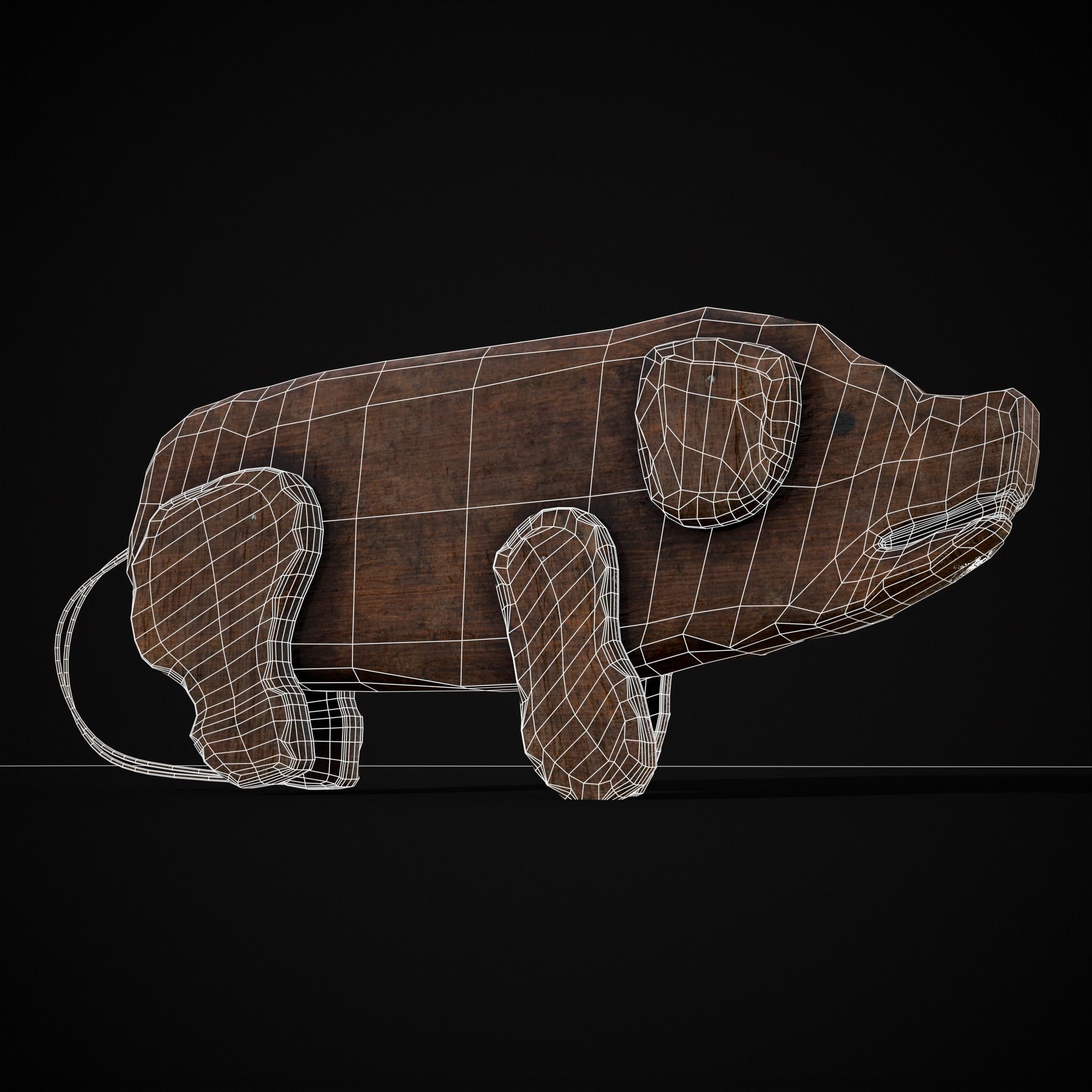 Medieval Carved Pig Toy Low-poly 3D model_20