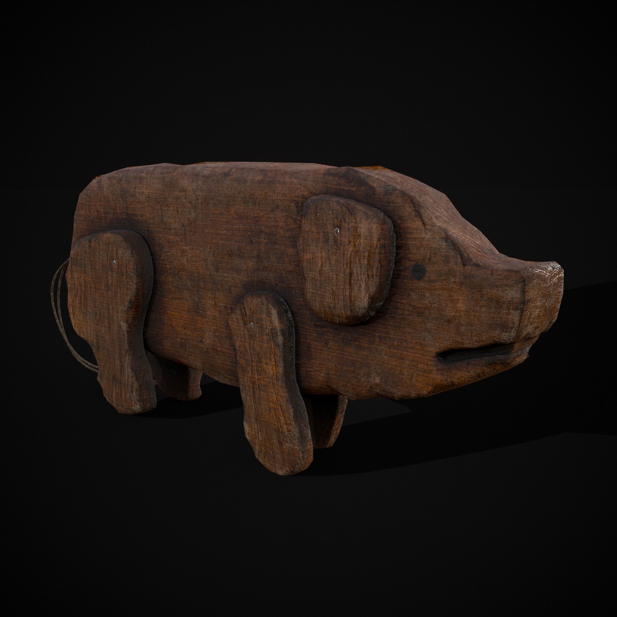 Medieval Carved Pig Toy Low-poly 3D model_3