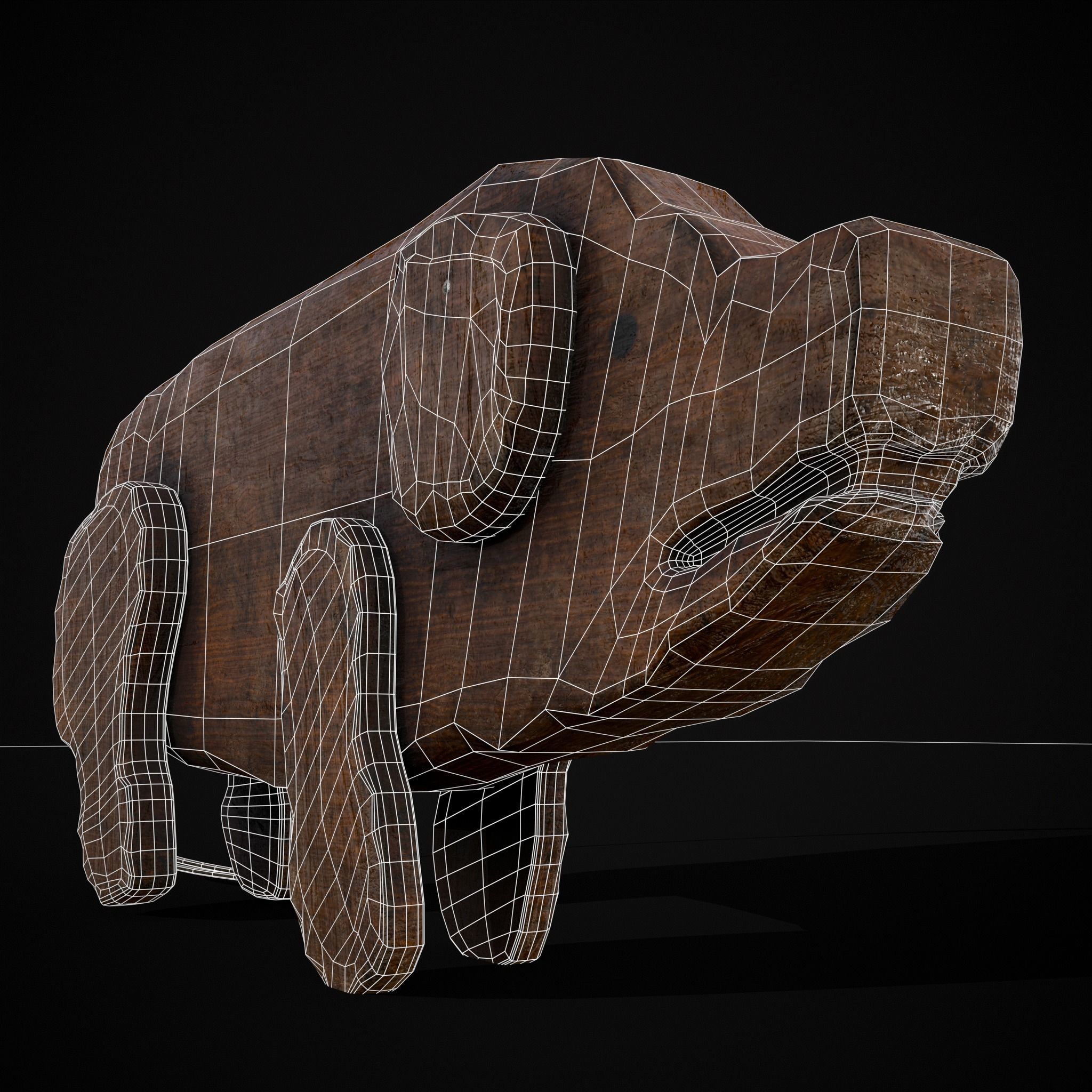 Medieval Carved Pig Toy Low-poly 3D model_28