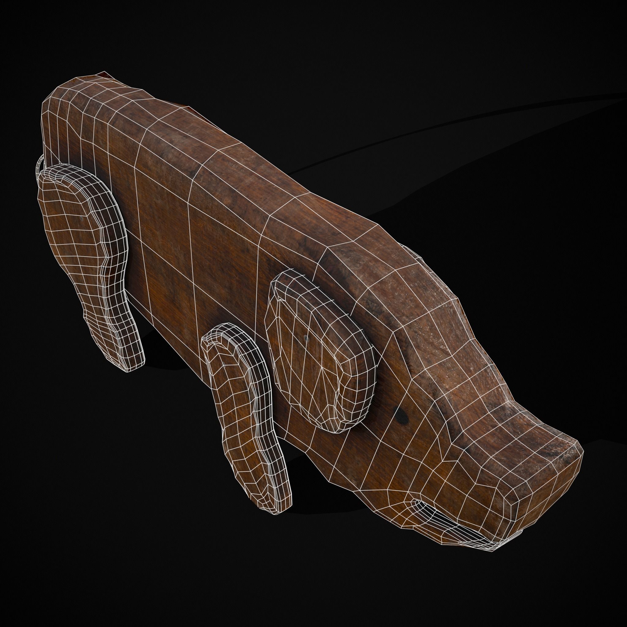 Medieval Carved Pig Toy Low-poly 3D model_32