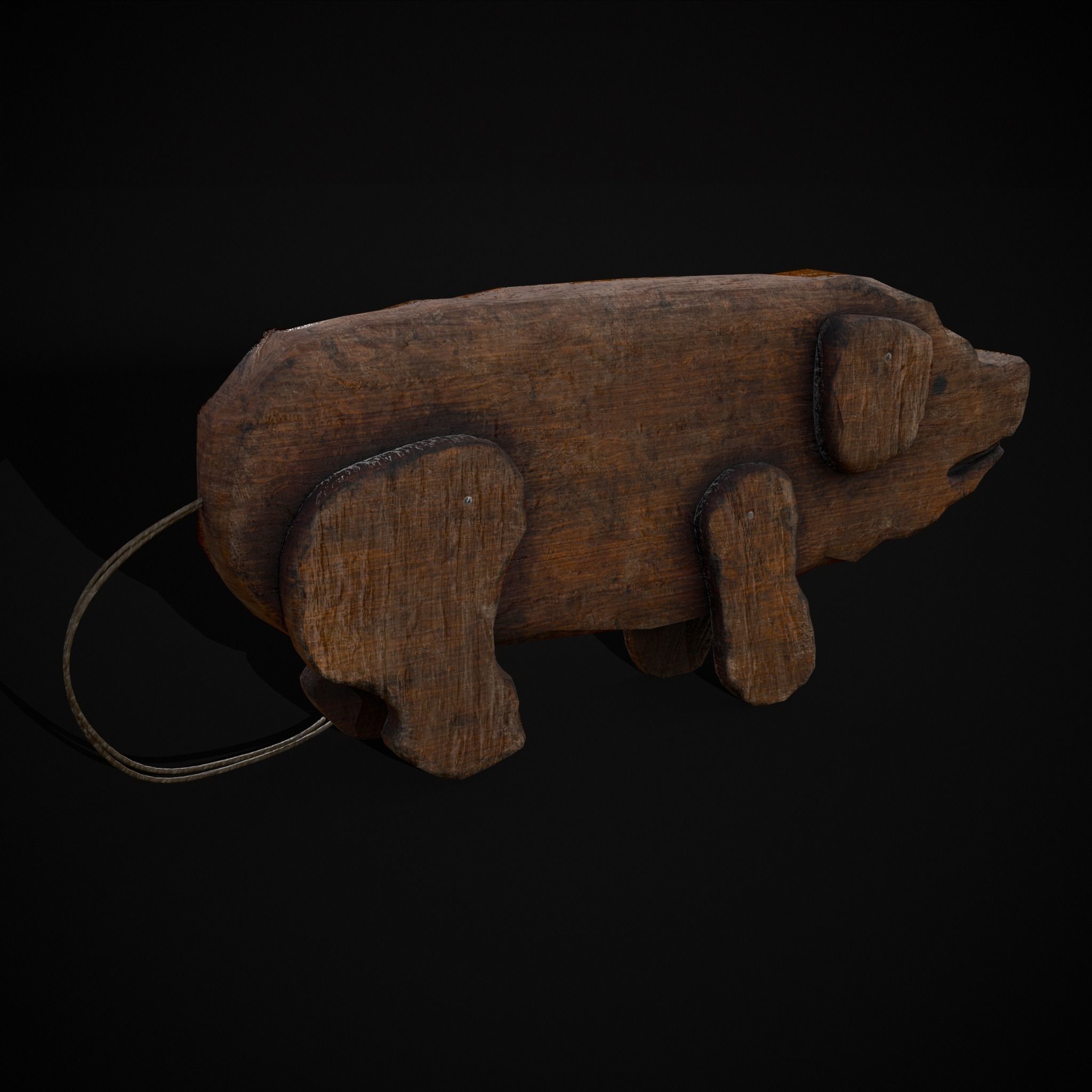 Medieval Carved Pig Toy Low-poly 3D model_37