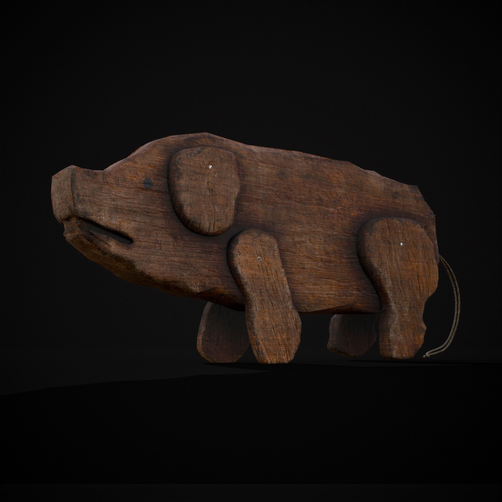 Medieval Carved Pig Toy Low-poly 3D model_15