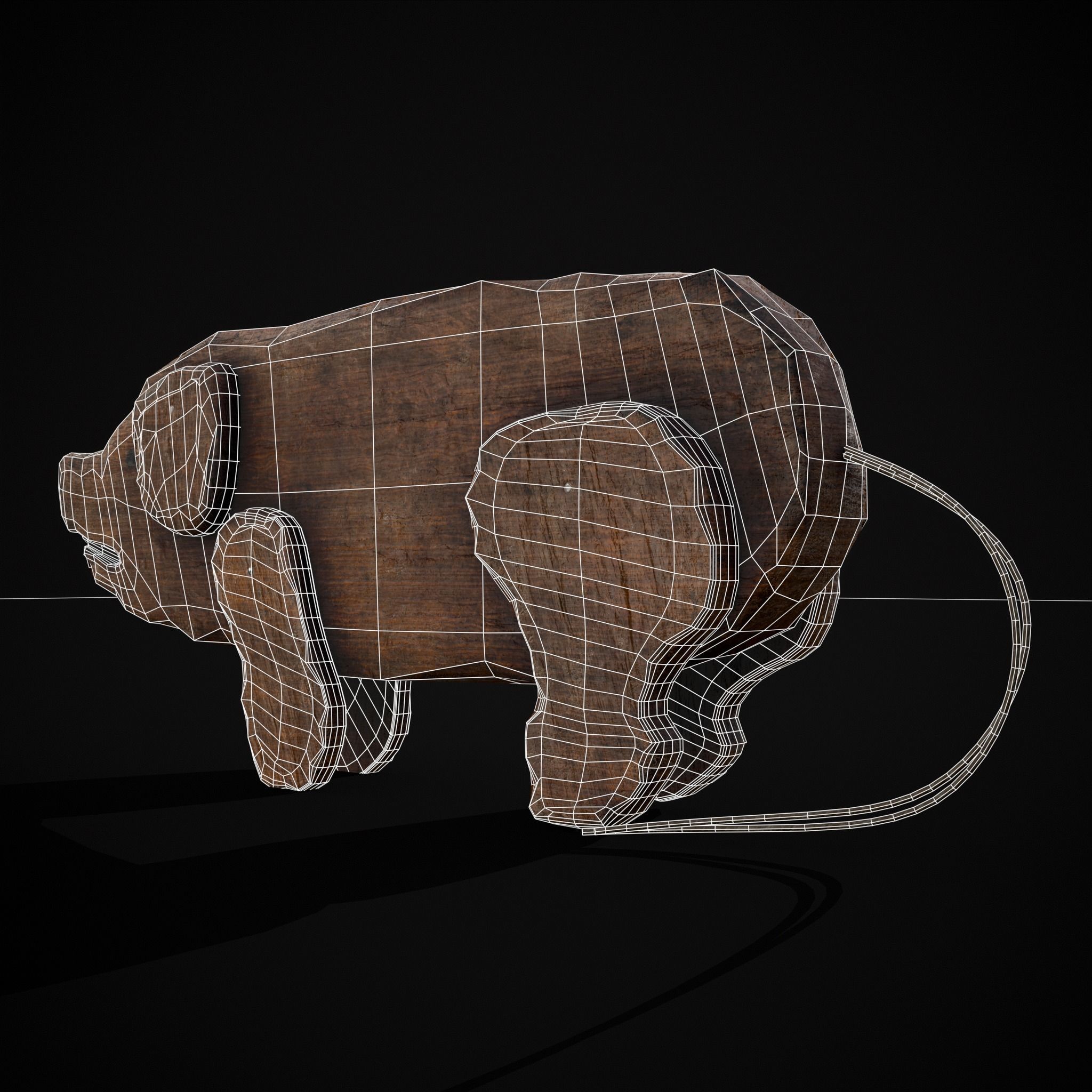 Medieval Carved Pig Toy Low-poly 3D model_36