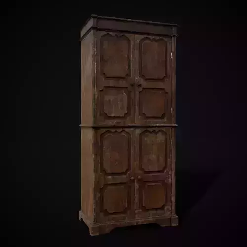 Old Tall Wooden Wardrobe