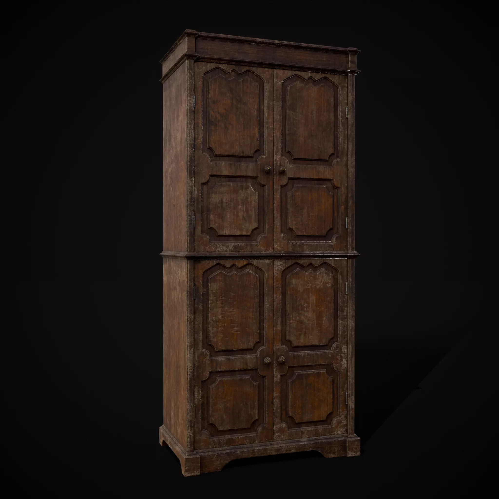 Old Tall Wooden Wardrobe Low-poly 3D model