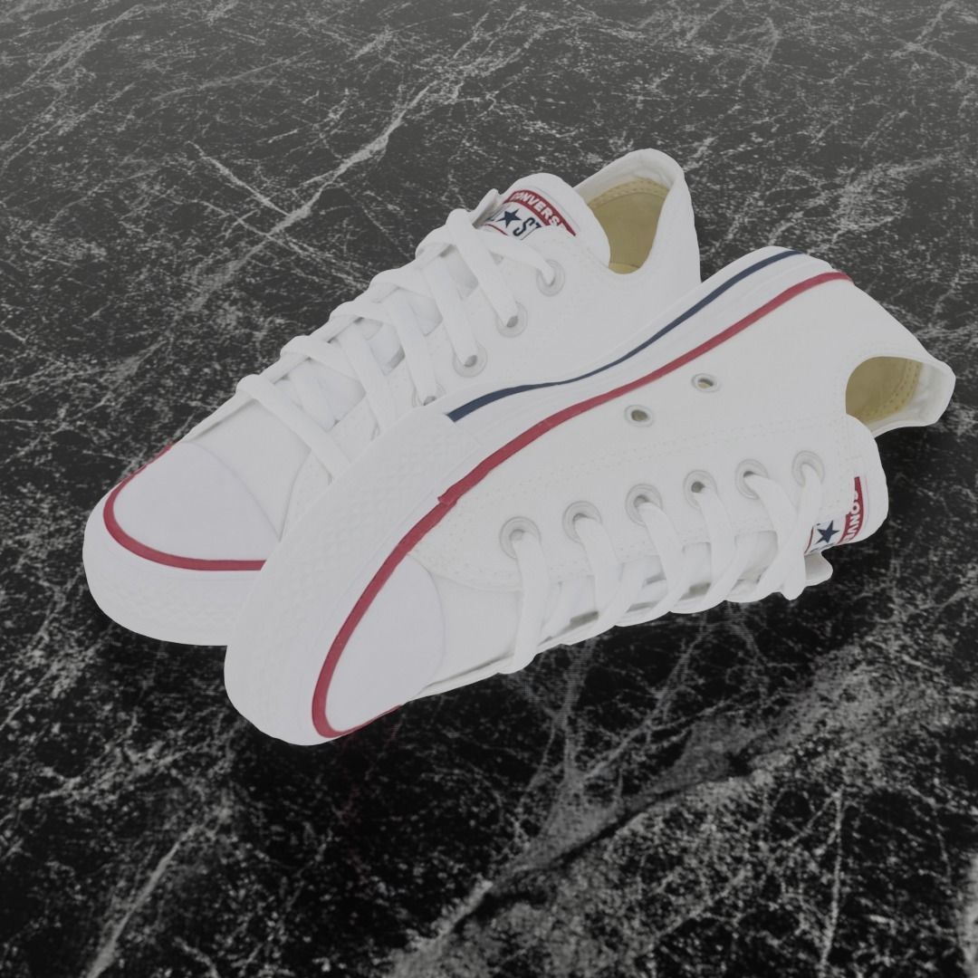 CONVERSE 3D SHOES - WHITE LOW Low-poly 3D model_2