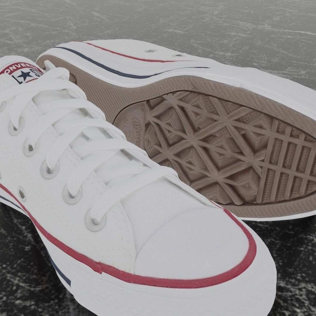 CONVERSE 3D SHOES - WHITE LOW Low-poly 3D model_10