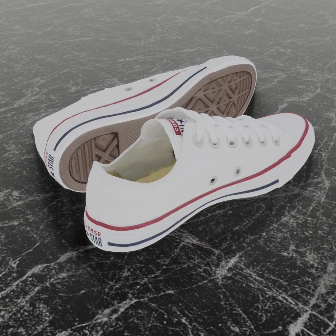CONVERSE 3D SHOES - WHITE LOW Low-poly 3D model_5