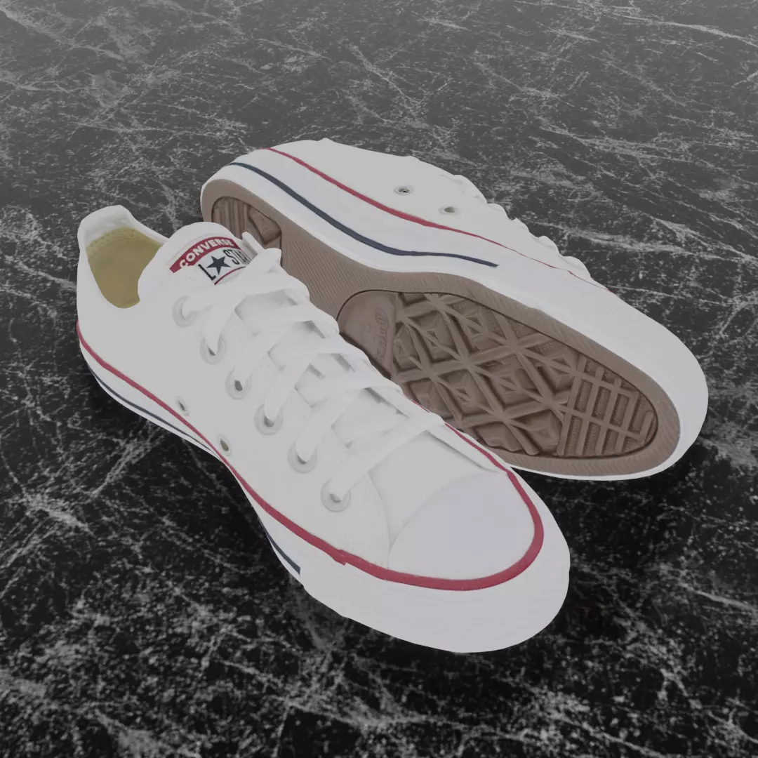 CONVERSE 3D SHOES - WHITE LOW Low-poly 3D model_0
