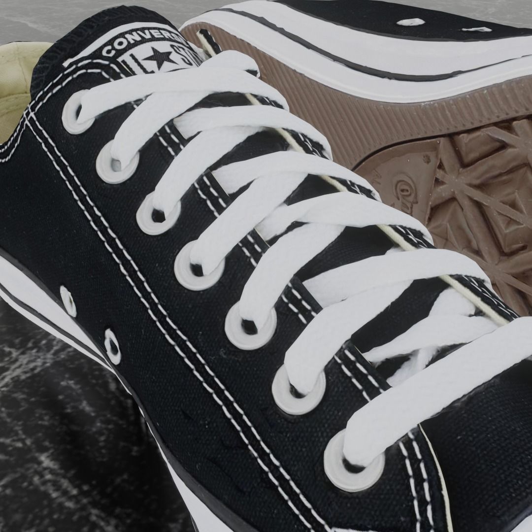 CONVERSE 3D SHOES - BLACK LOW Low-poly 3D model_12