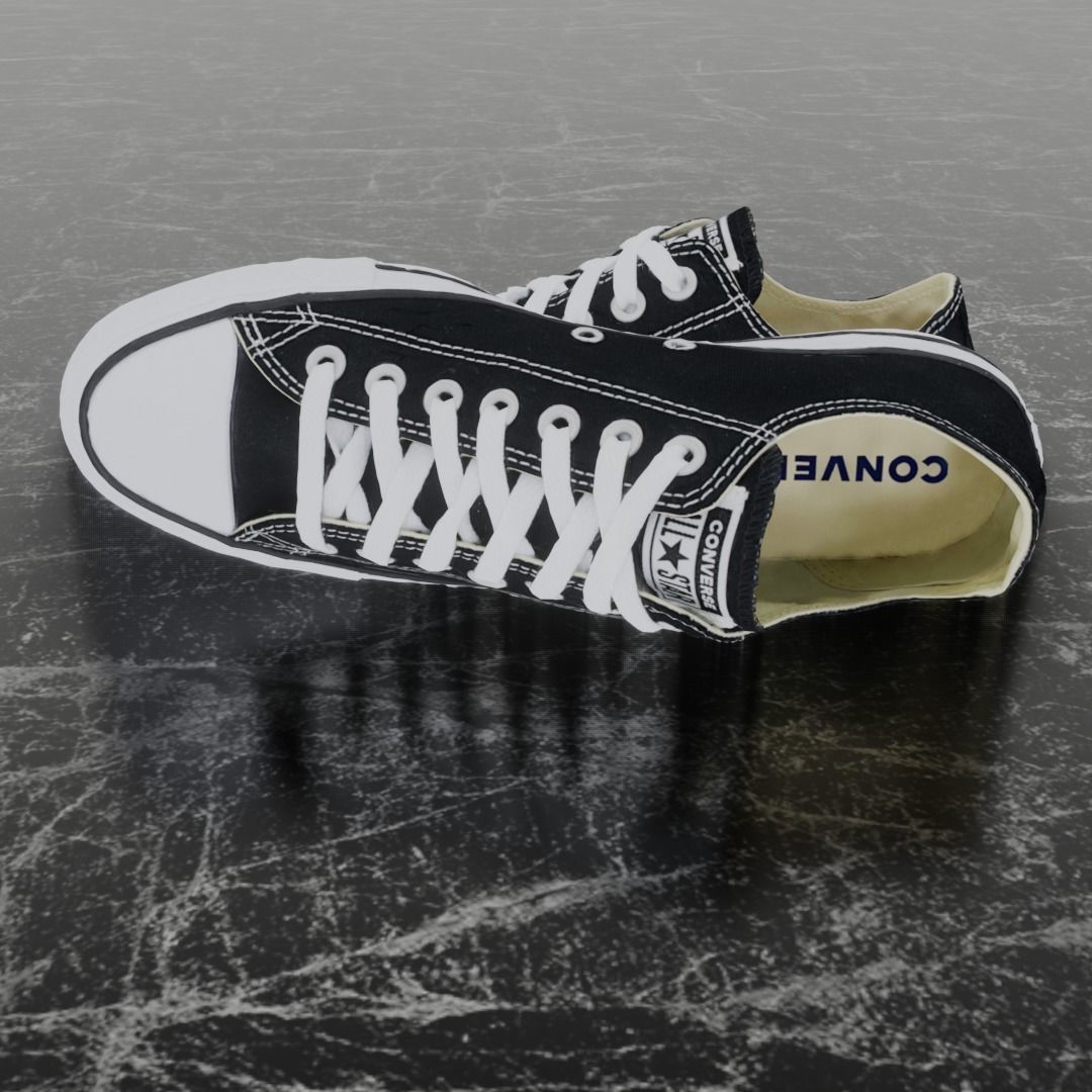 CONVERSE 3D SHOES - BLACK LOW Low-poly 3D model_3