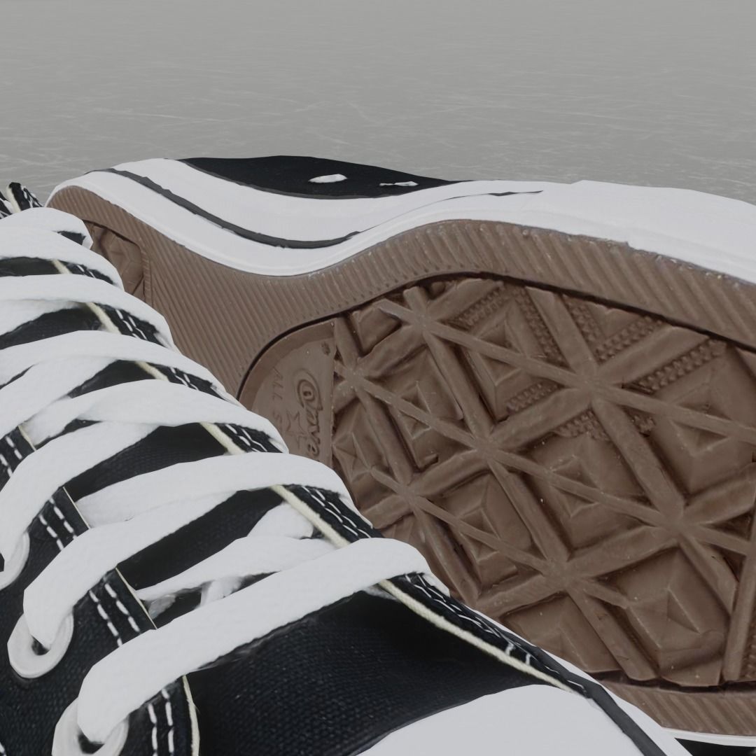 CONVERSE 3D SHOES - BLACK LOW Low-poly 3D model_7