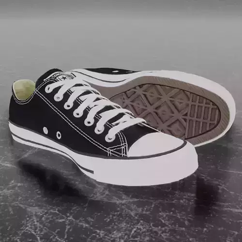 CONVERSE 3D SHOES - BLACK LOW Low-poly 3D model