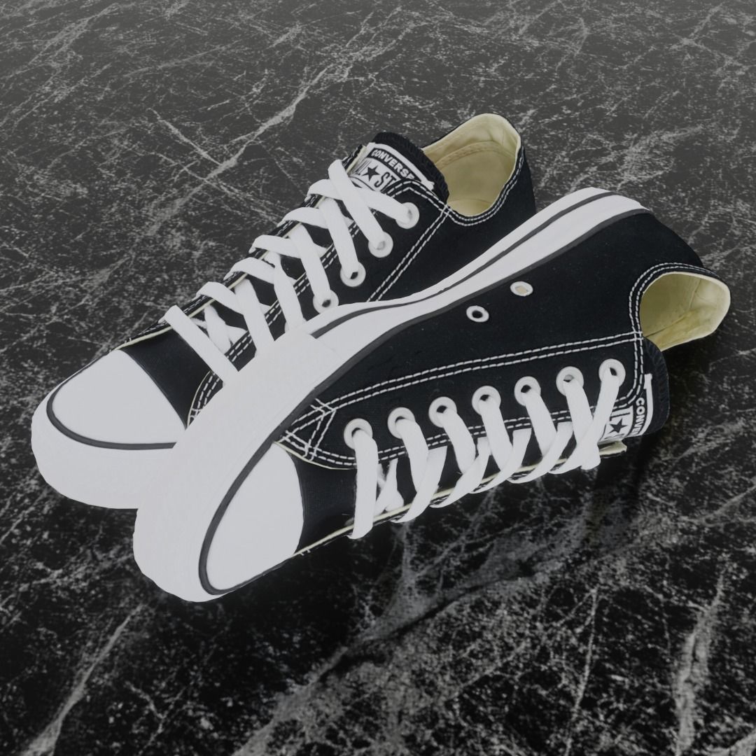 CONVERSE 3D SHOES - BLACK LOW Low-poly 3D model_2