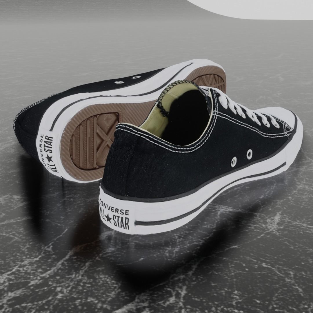 CONVERSE 3D SHOES - BLACK LOW Low-poly 3D model_6