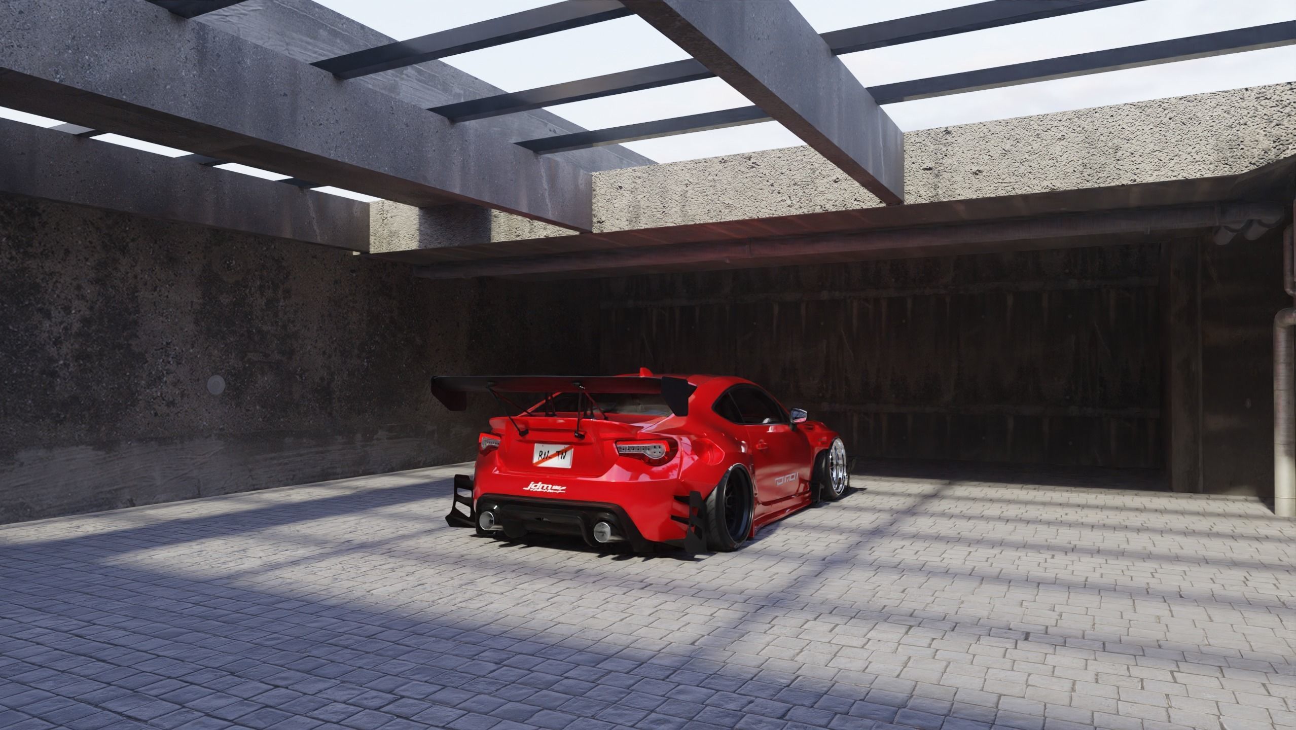 Car Lighting Concrete Place 3D Blend Textured FBX OBJ MTL Files  3D model_3