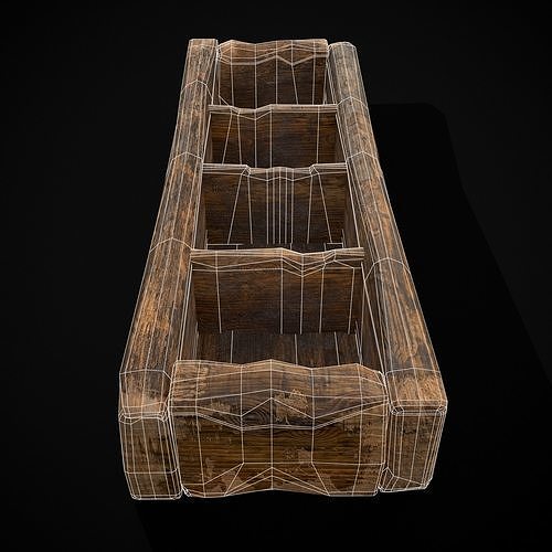 Medieval Wooden Food Separator  Low-poly 3D model 4