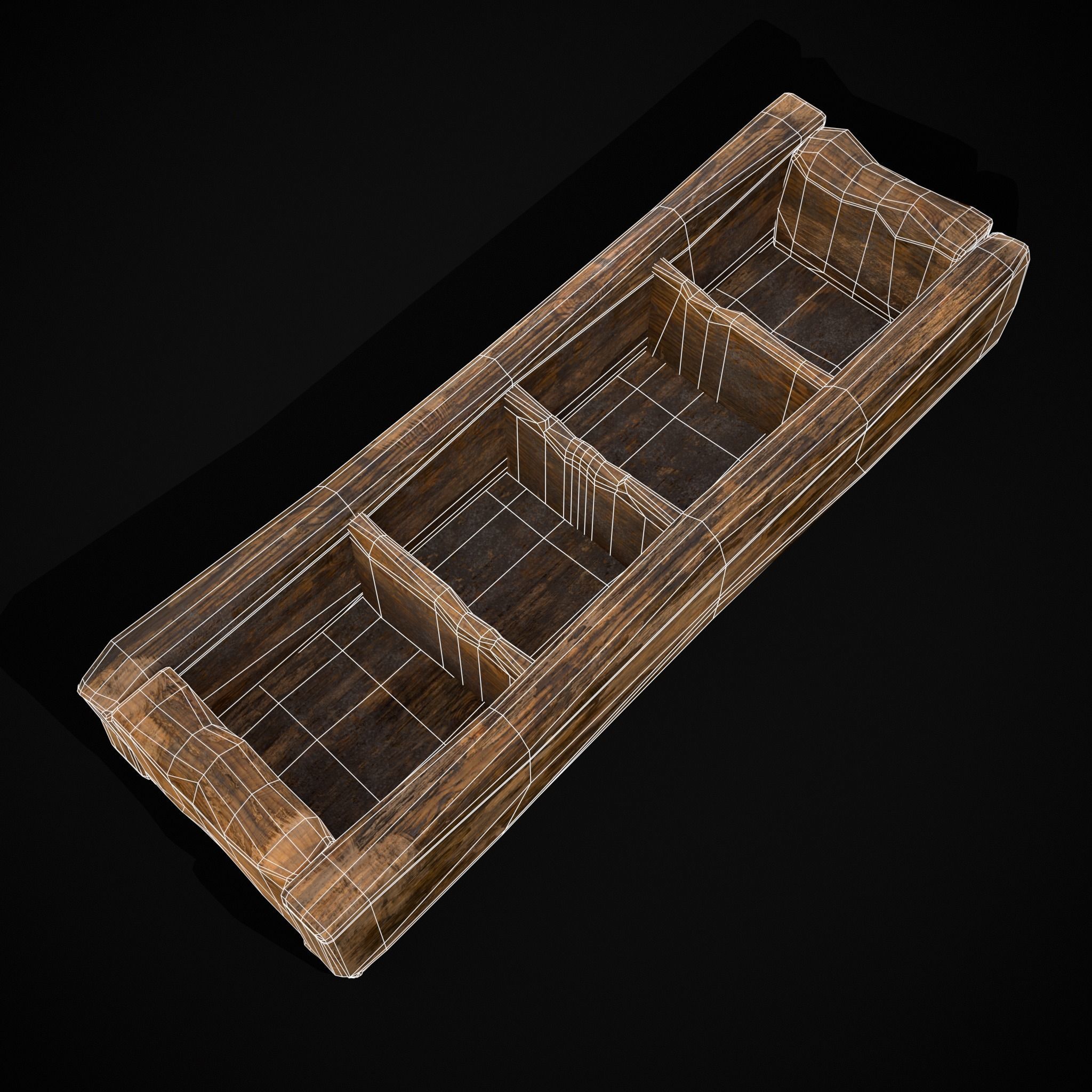 Medieval Wooden Food Separator  Low-poly 3D model_16