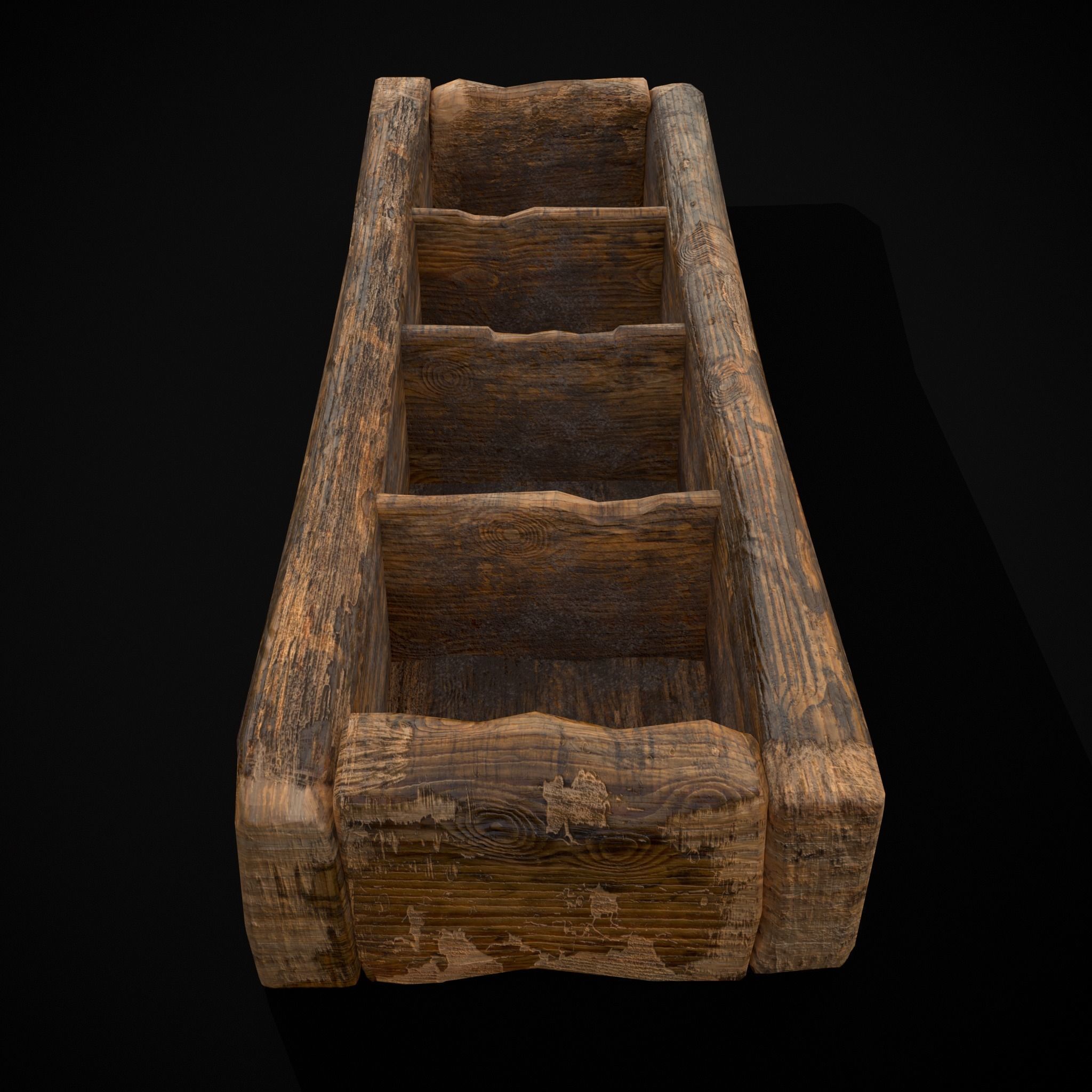 Medieval Wooden Food Separator  Low-poly 3D model_3