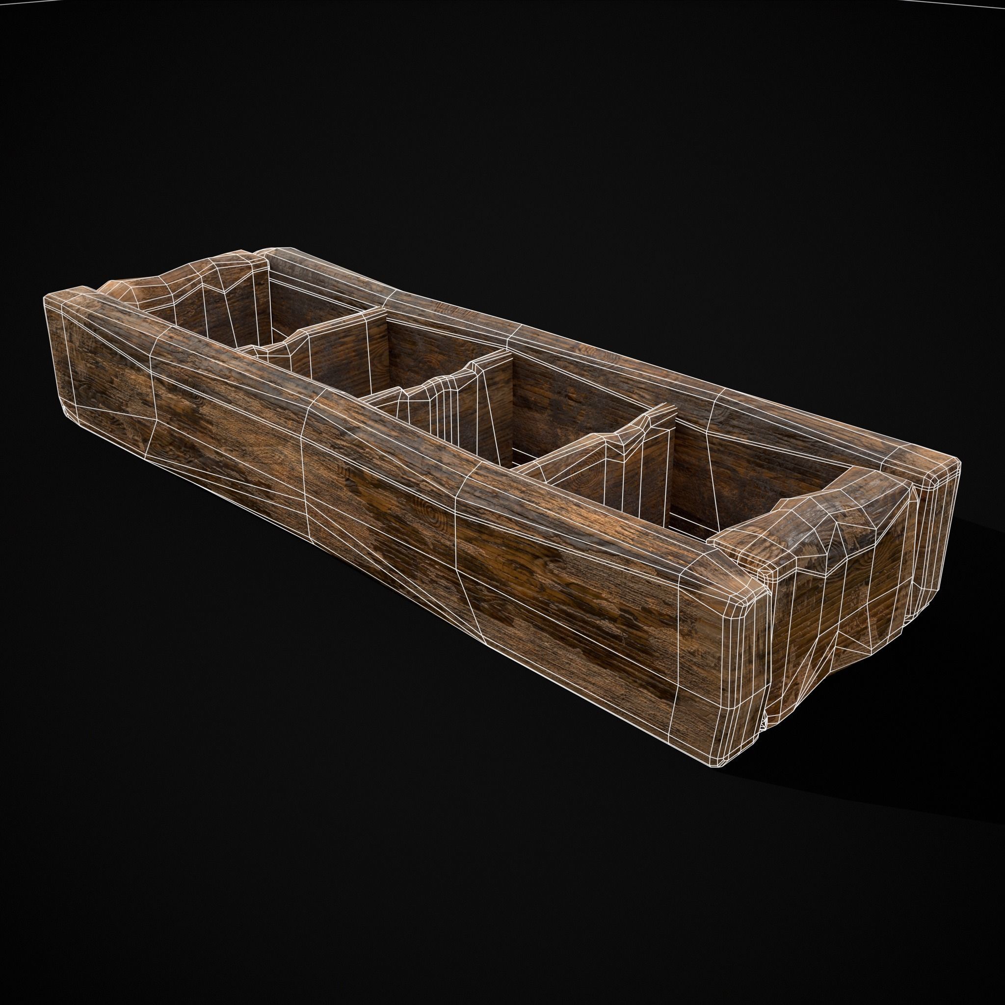 Medieval Wooden Food Separator  Low-poly 3D model_2
