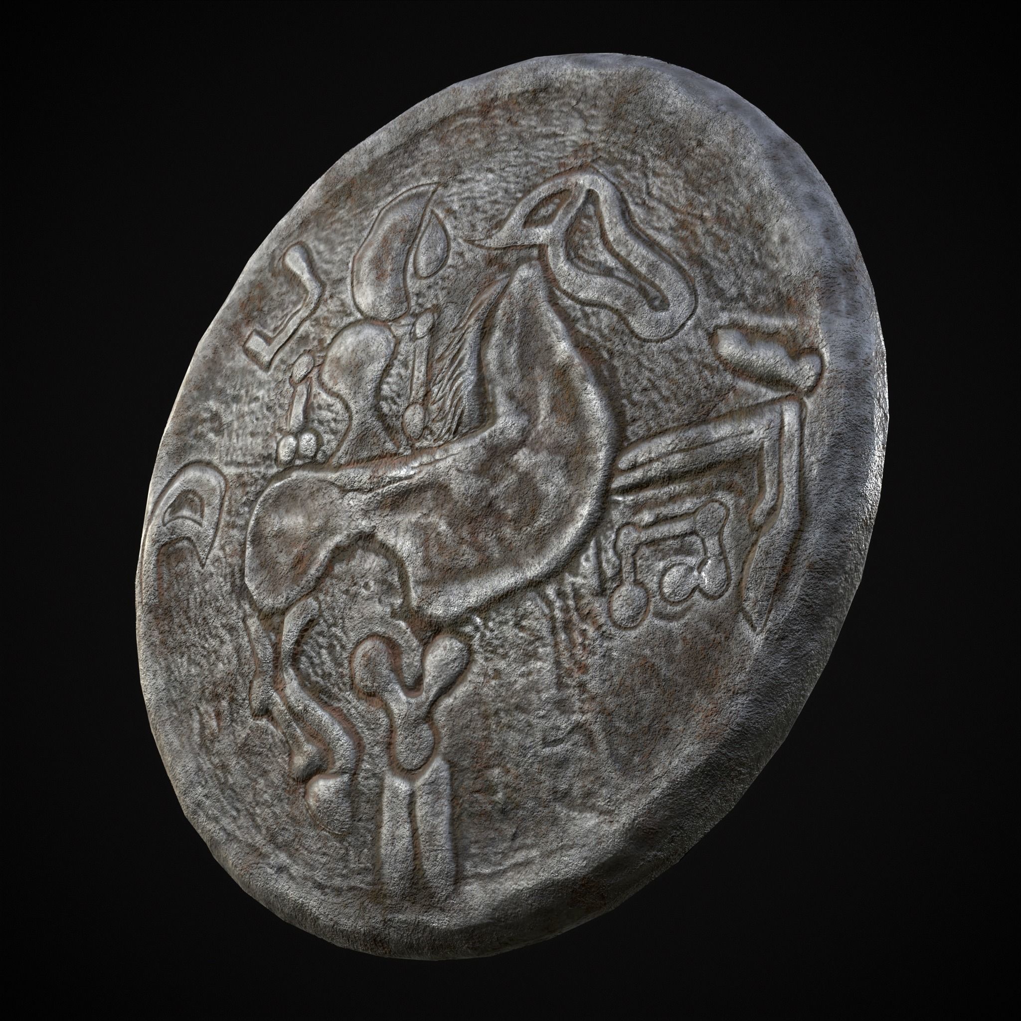 Medieval Engraved Horse Coin  Low-poly 3D model_17