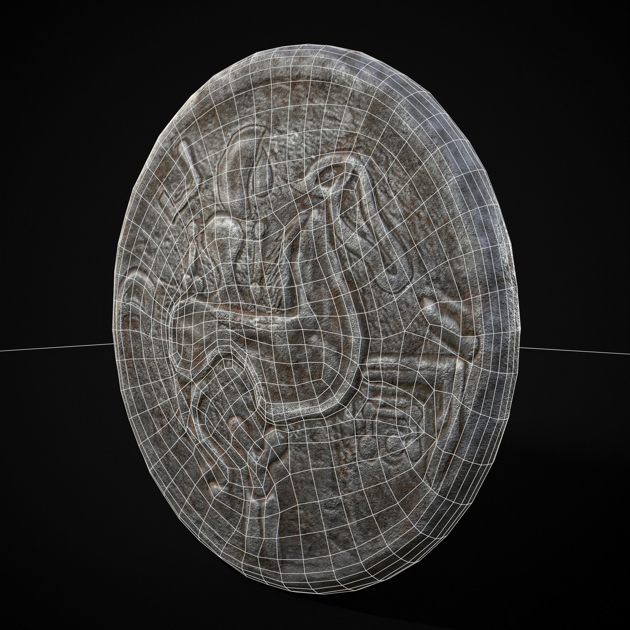 Medieval Engraved Horse Coin  Low-poly 3D model_16