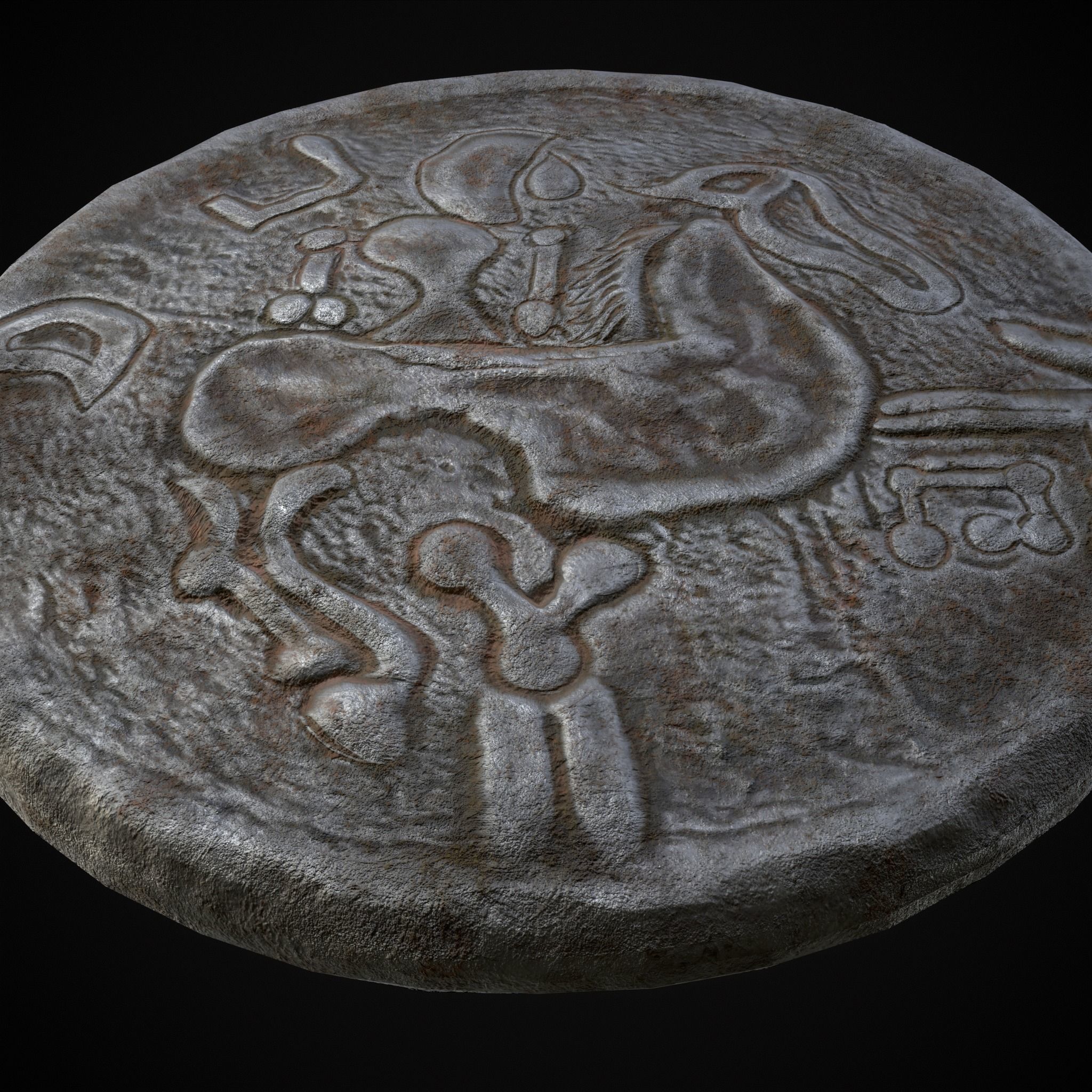 Medieval Engraved Horse Coin  Low-poly 3D model_23