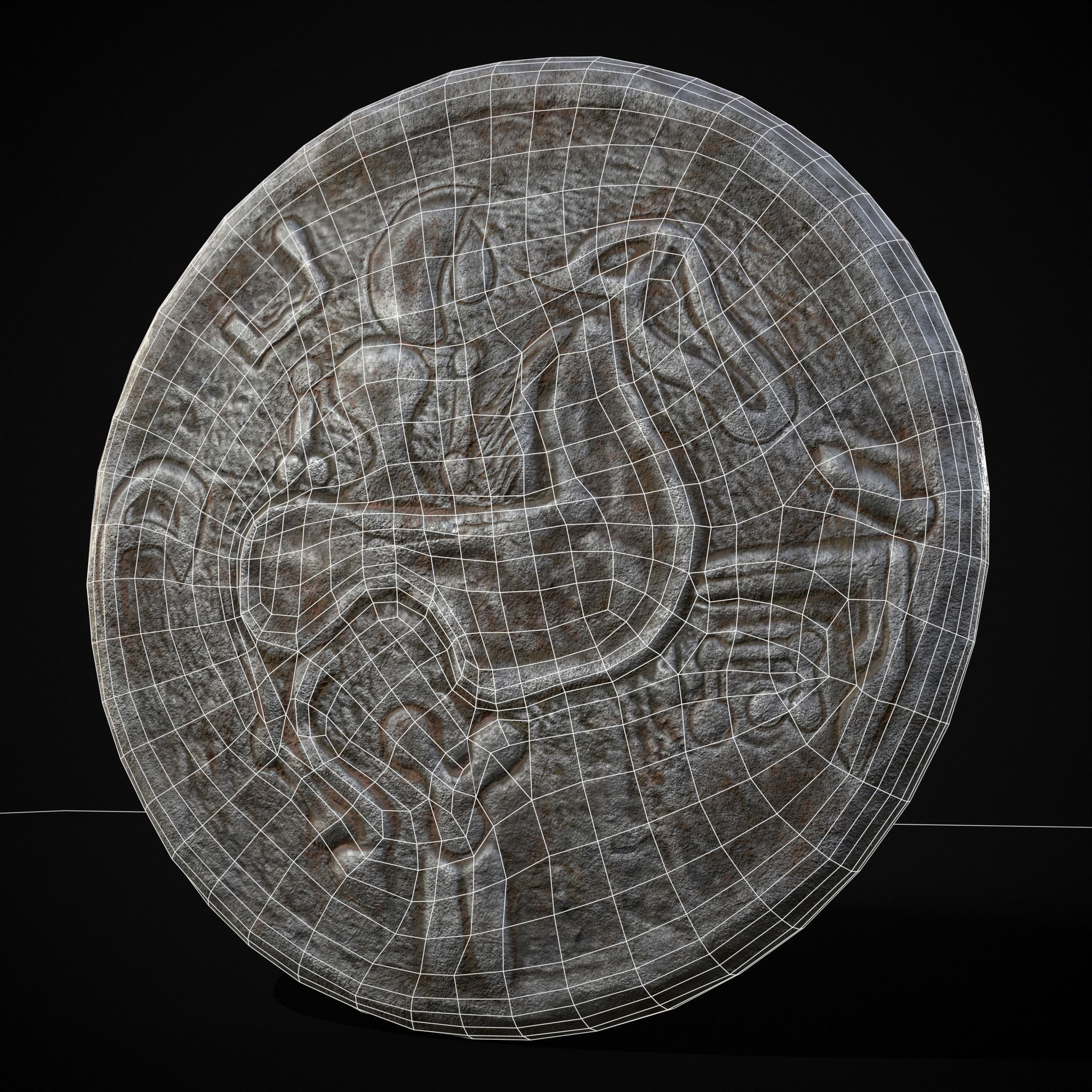 Medieval Engraved Horse Coin  Low-poly 3D model_30