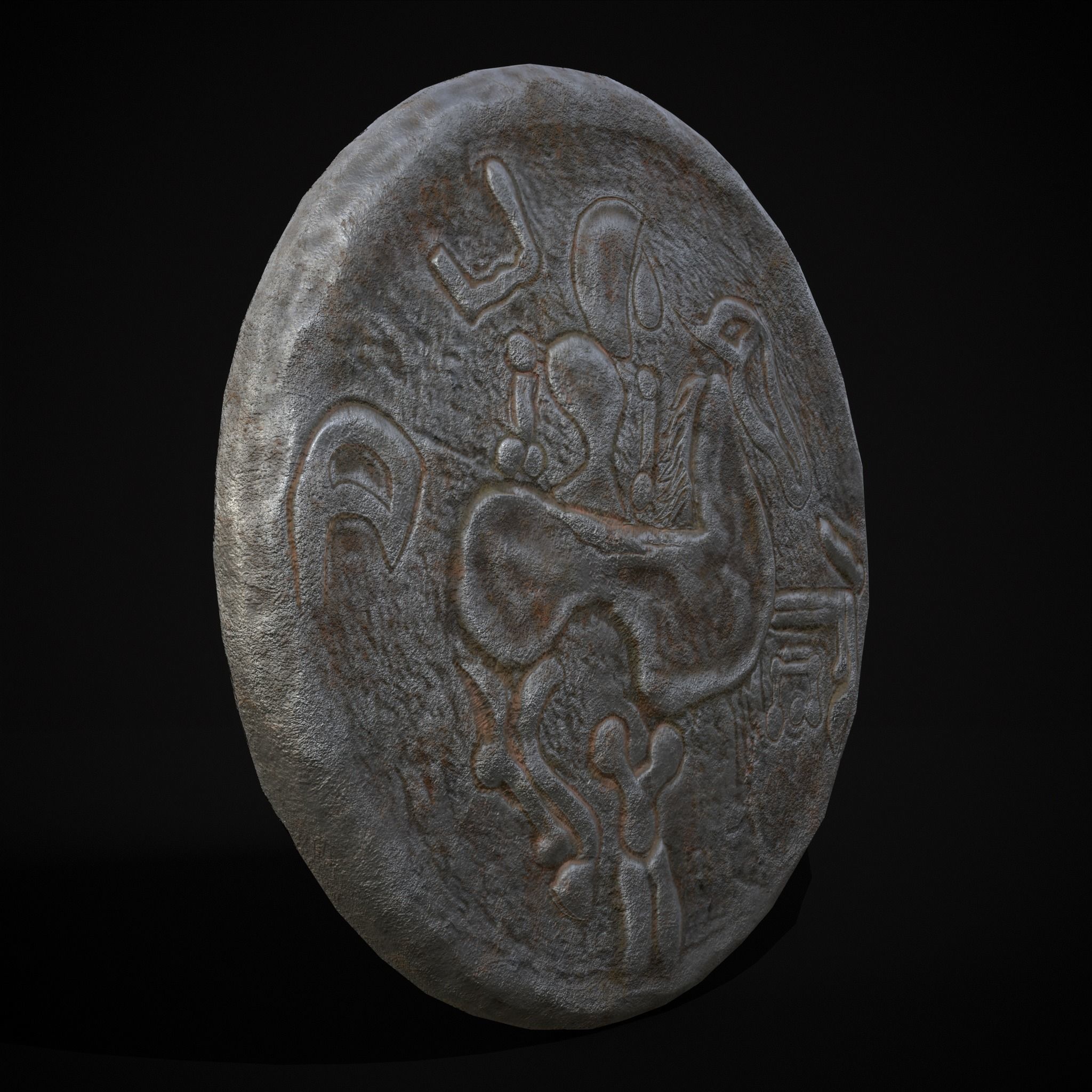 Medieval Engraved Horse Coin  Low-poly 3D model_25