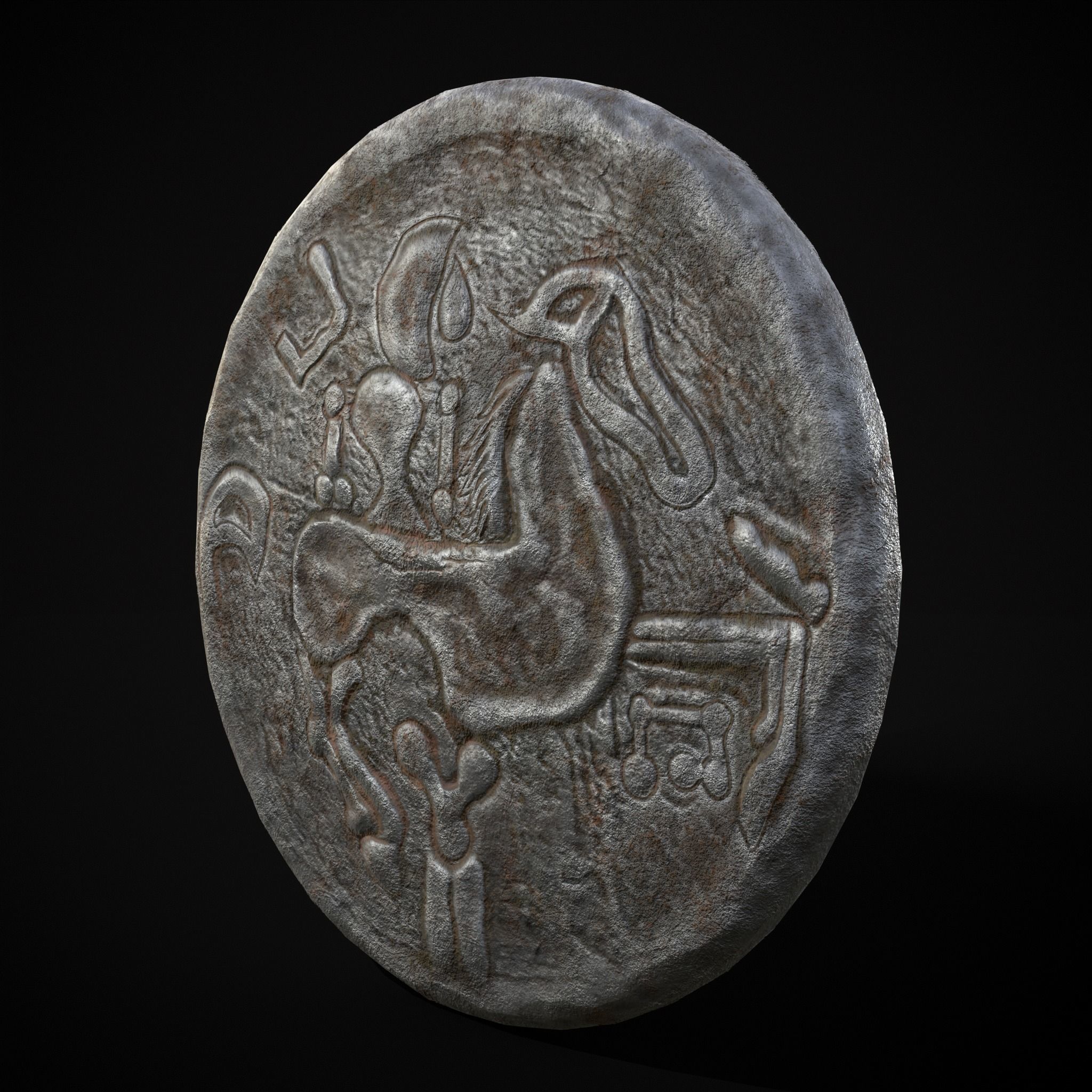 Medieval Engraved Horse Coin  Low-poly 3D model_15
