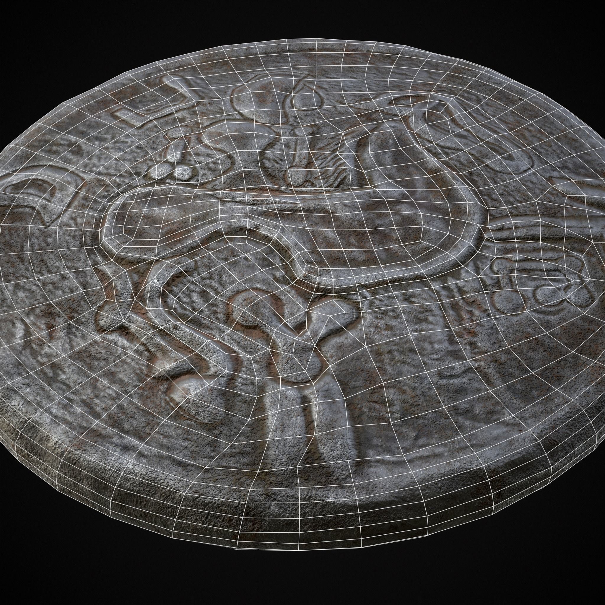 Medieval Engraved Horse Coin  Low-poly 3D model_24