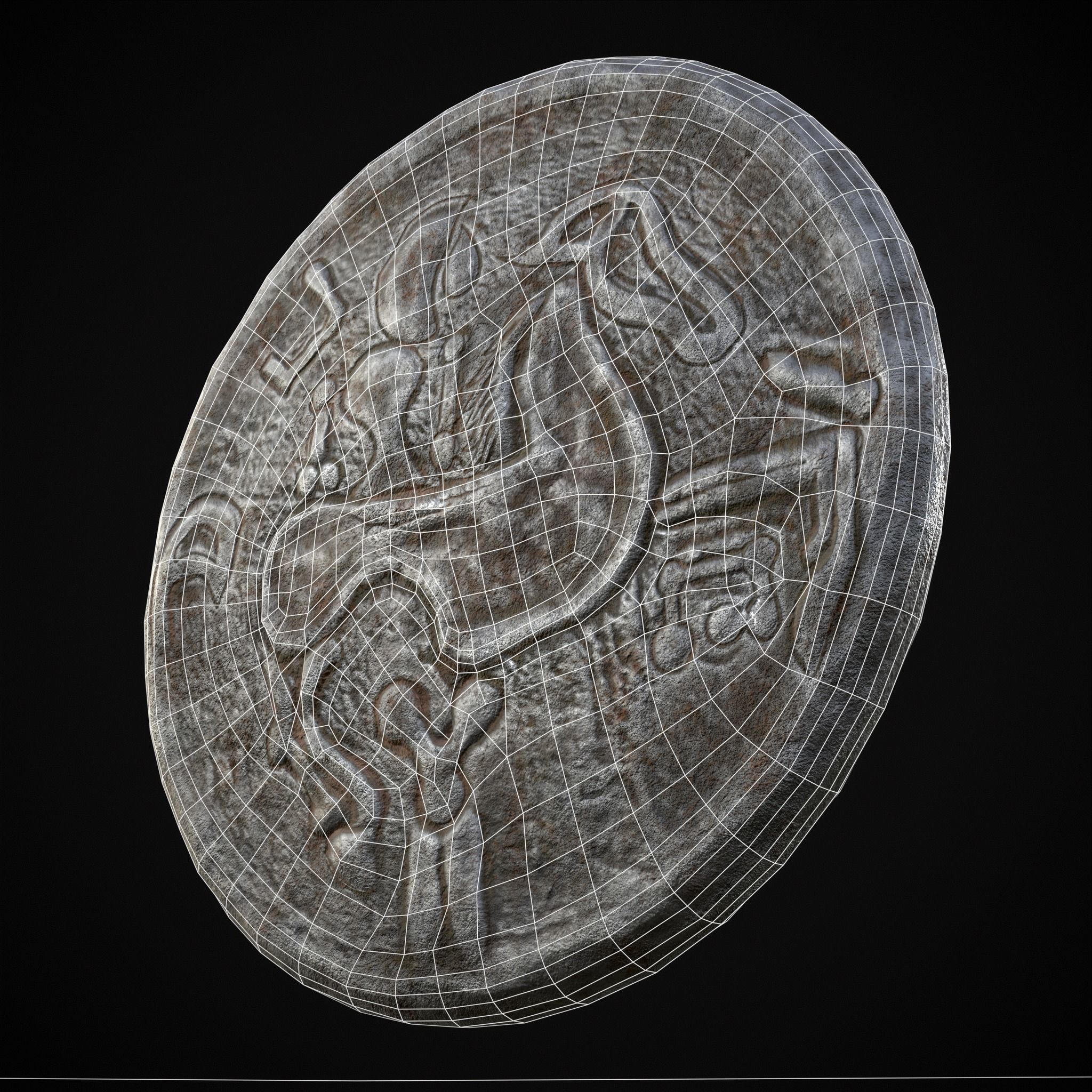 Medieval Engraved Horse Coin  Low-poly 3D model_18
