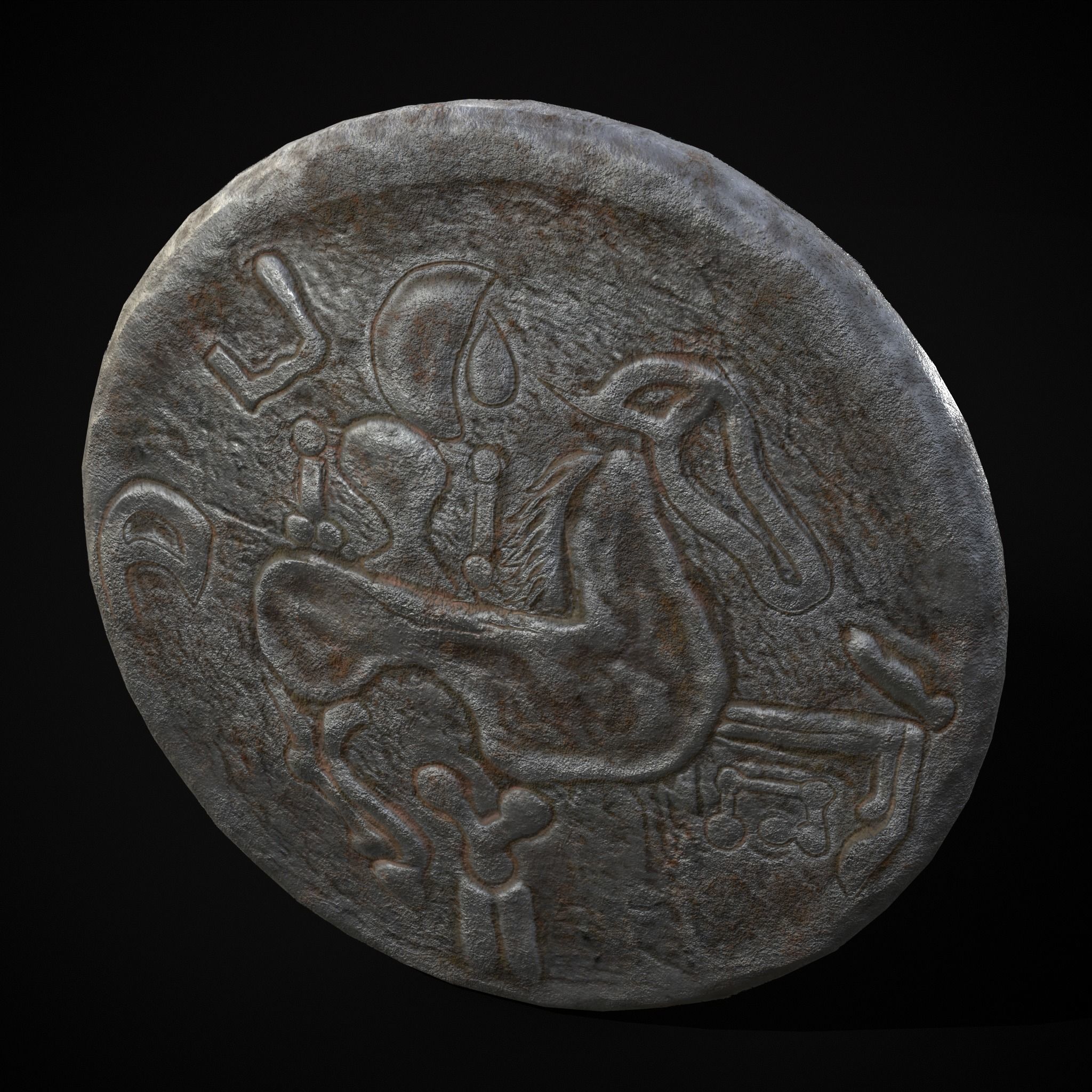 Medieval Engraved Horse Coin  Low-poly 3D model_27