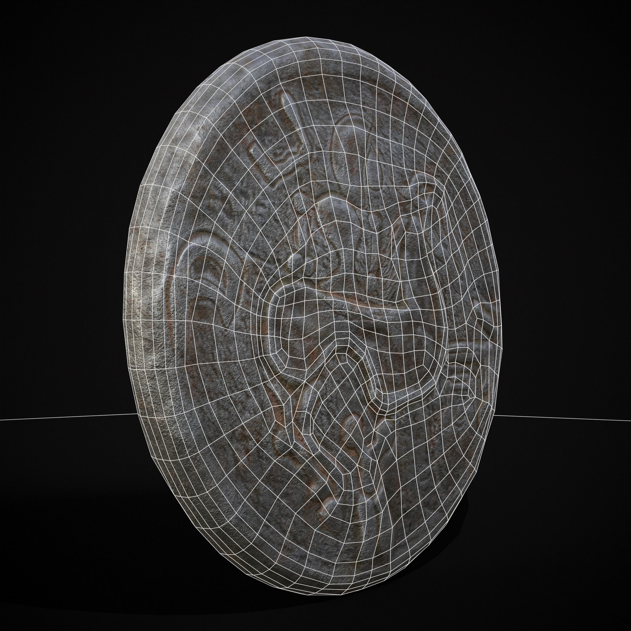 Medieval Engraved Horse Coin  Low-poly 3D model_26