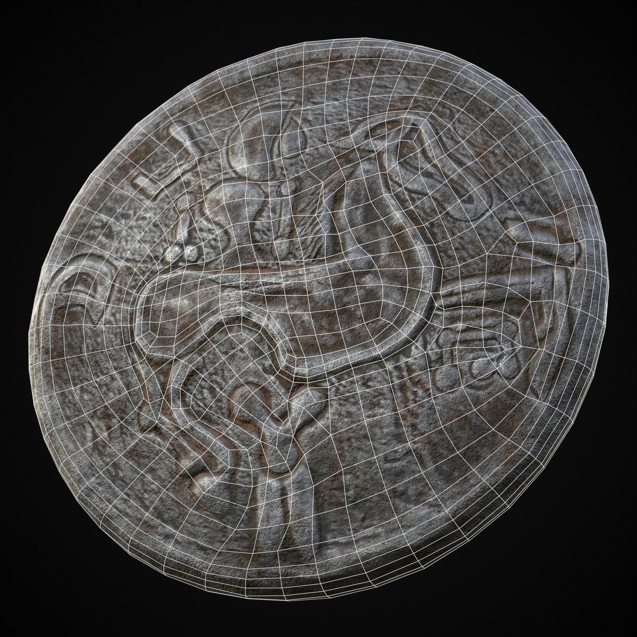 Medieval Engraved Horse Coin  Low-poly 3D model_14