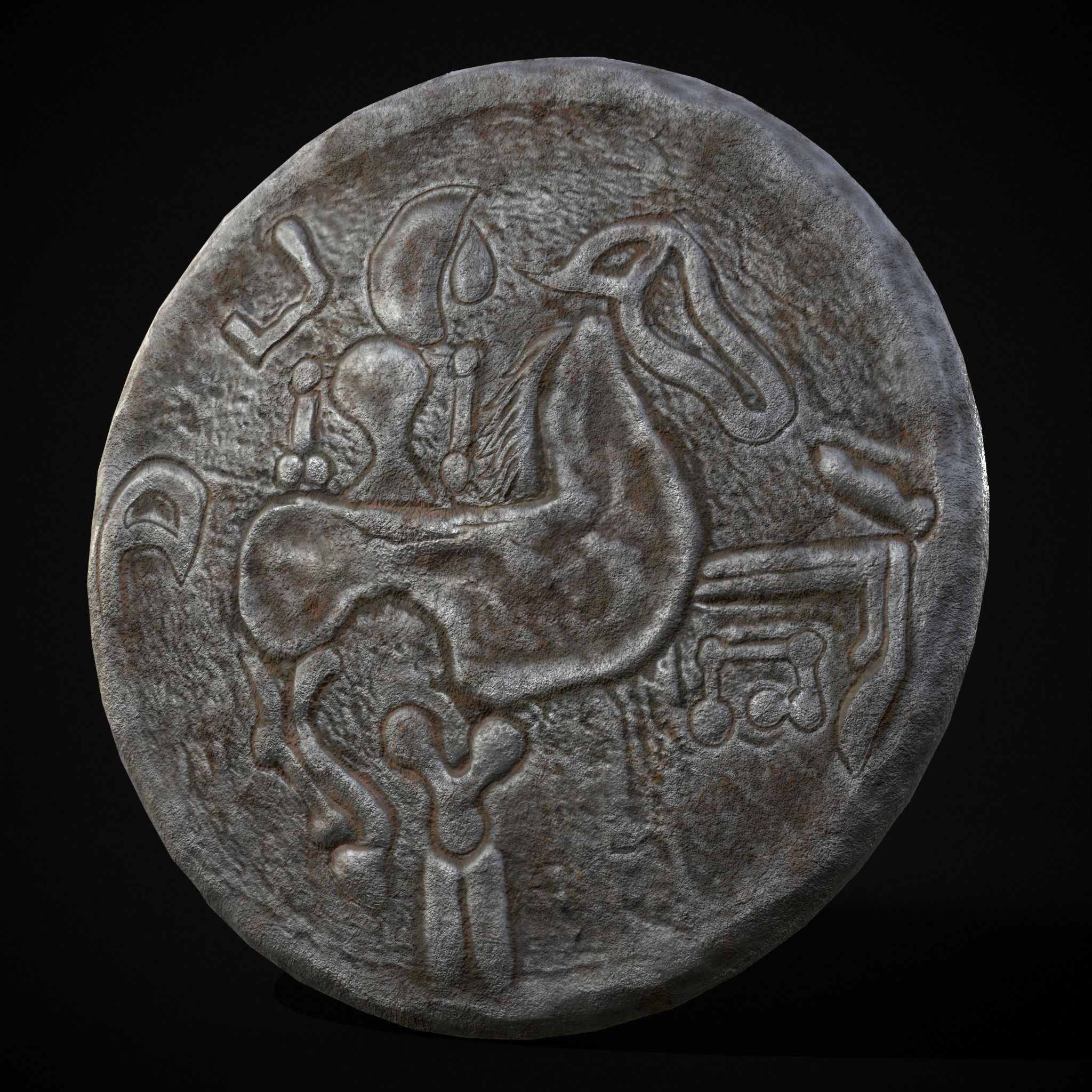 Medieval Engraved Horse Coin  Low-poly 3D model_29